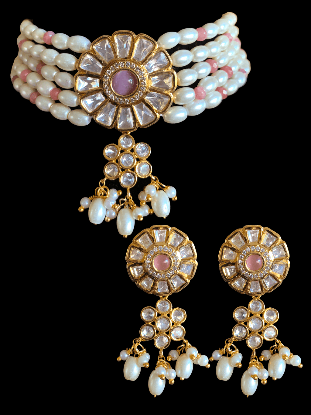 C139  polki choker with earrings ( READY TO SHIP )