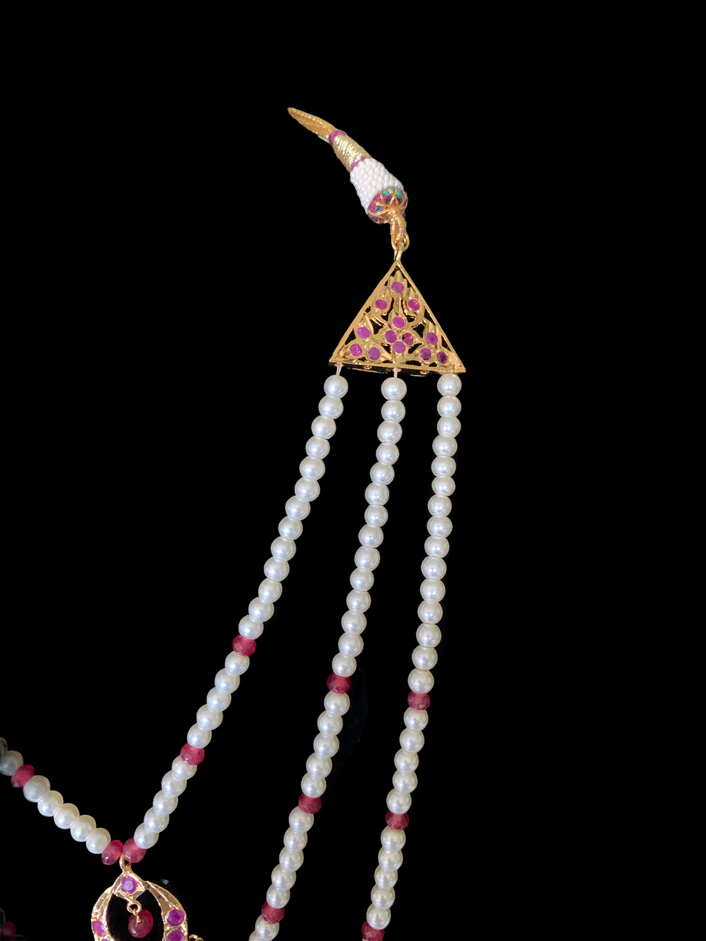 SAT72 Seema three layer  necklace with chandbali- ruby  ( READY TO SHIP )