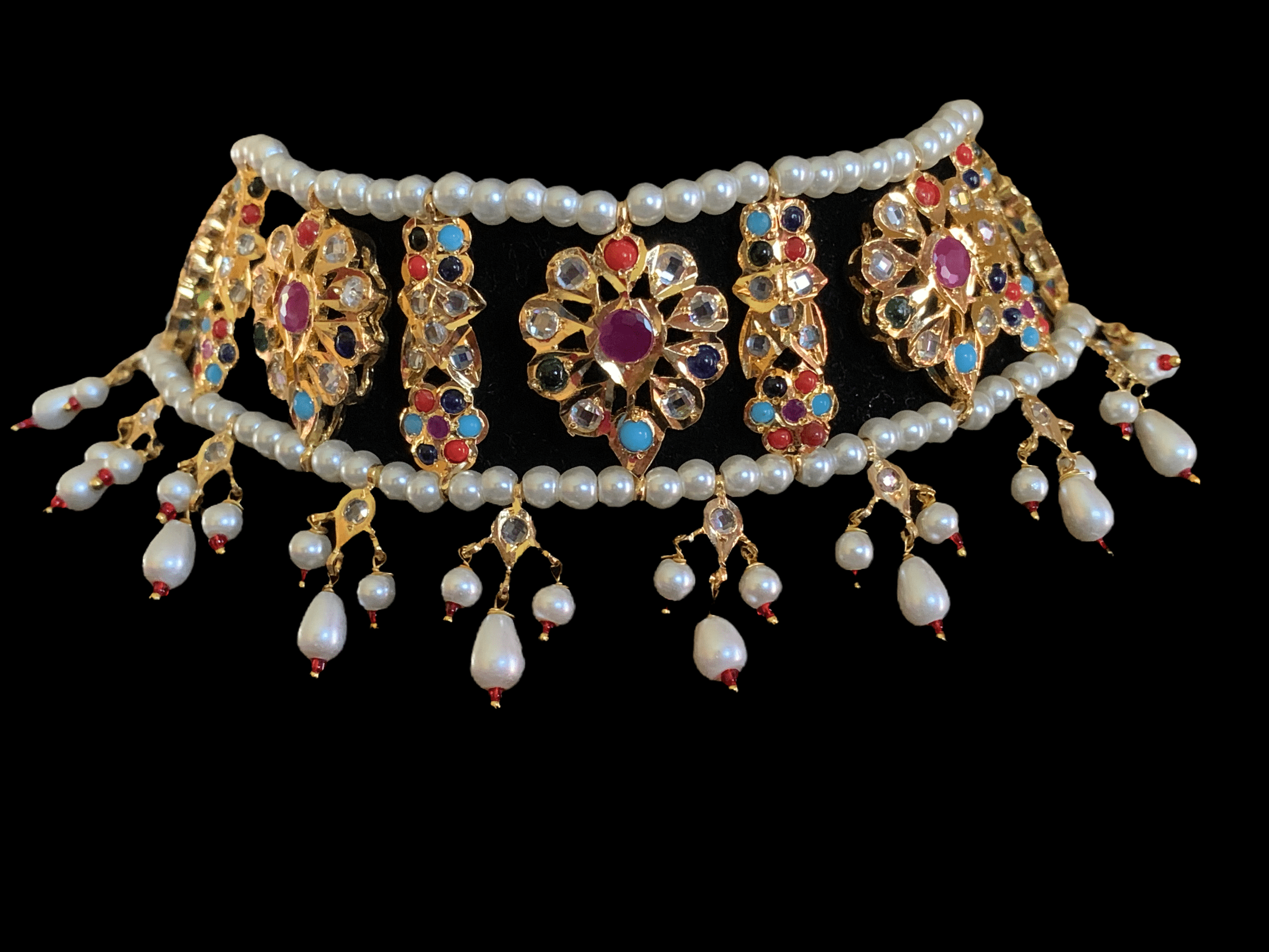 C2 Himah navratan  choker with earrings ( READY TO SHIP  )