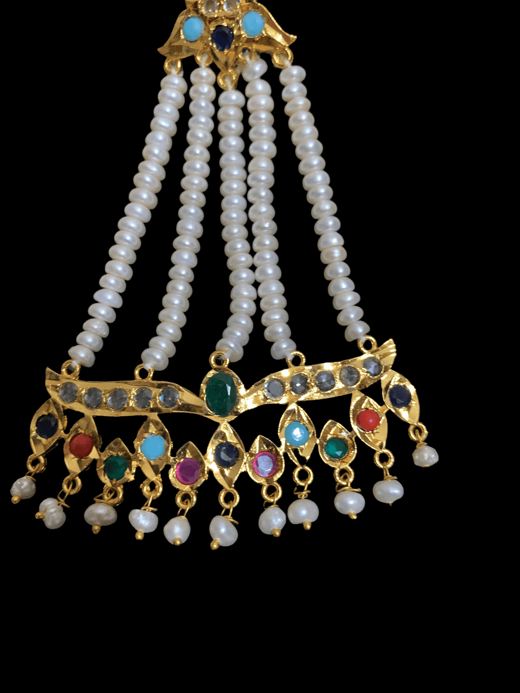 DER74 Hyderabadi jhoomar earrings in fresh water pearls ( READY TO SHIP)