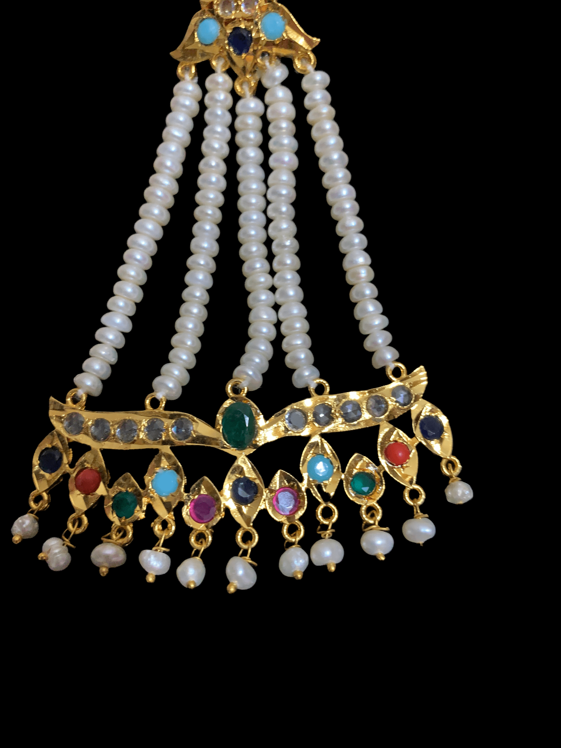 DER74 Hyderabadi jhoomar earrings in fresh water pearls ( READY TO SHIP)