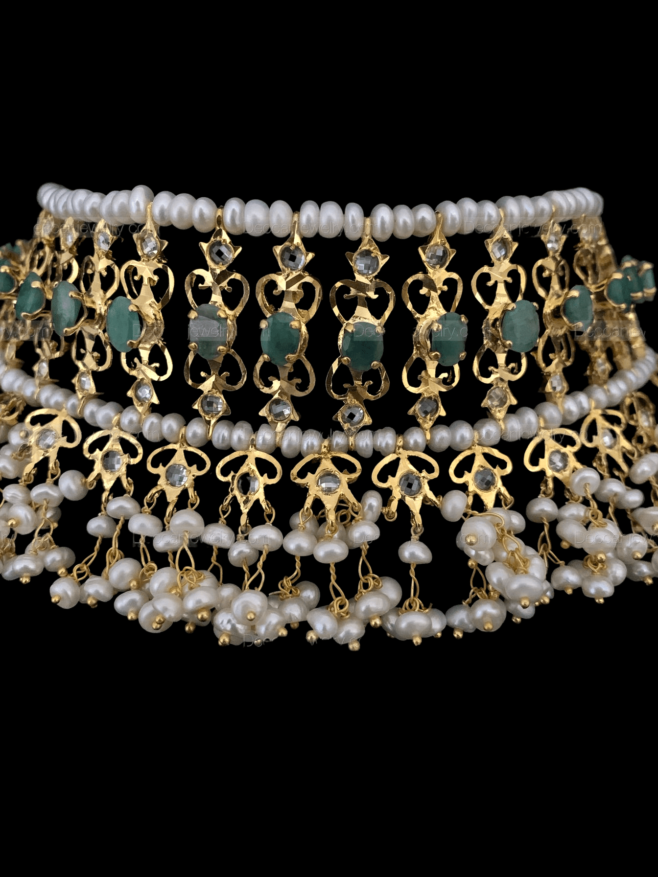 BR70 Viya bridal set in natural pearls and emeralds ( SHIPS IN 4 WEEKS)