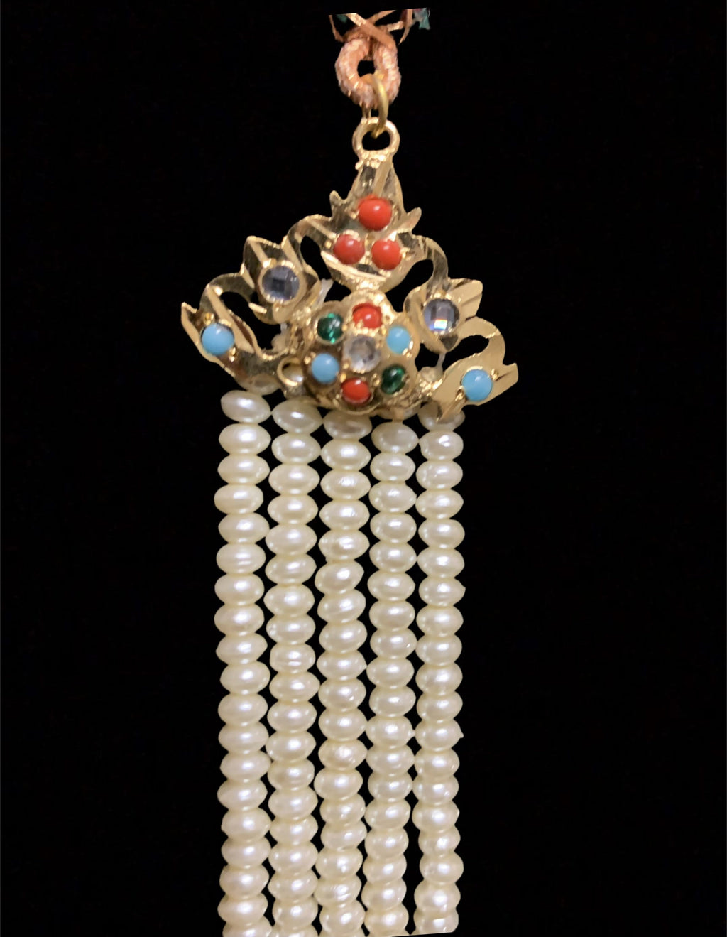 LN87  Naaz Jadau navratan rani haar with earrings(SHIPS IN 4 WEEKS )