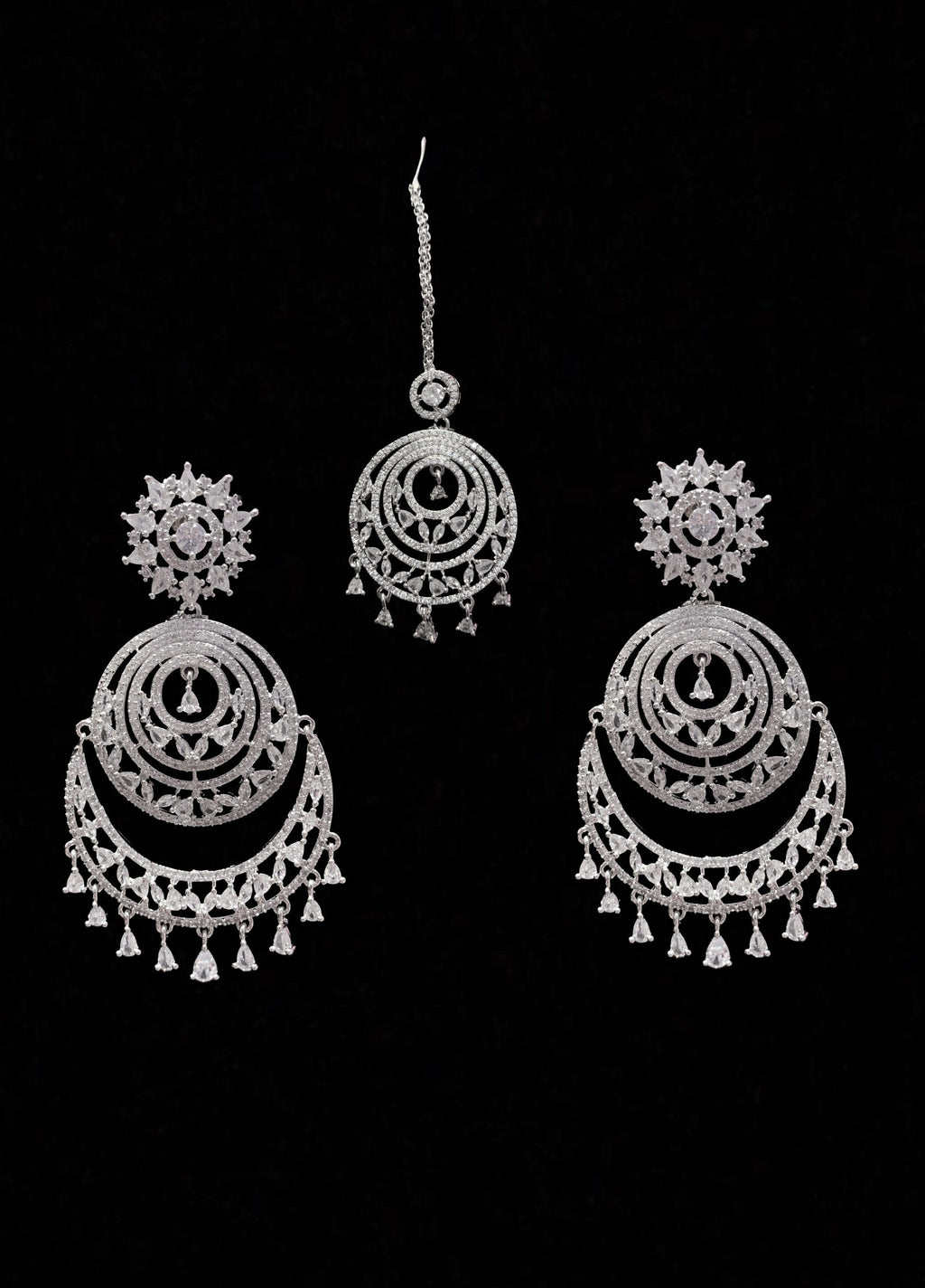 NS154 Mansi cz necklace set in silver plating ( READY TO SHIP  )