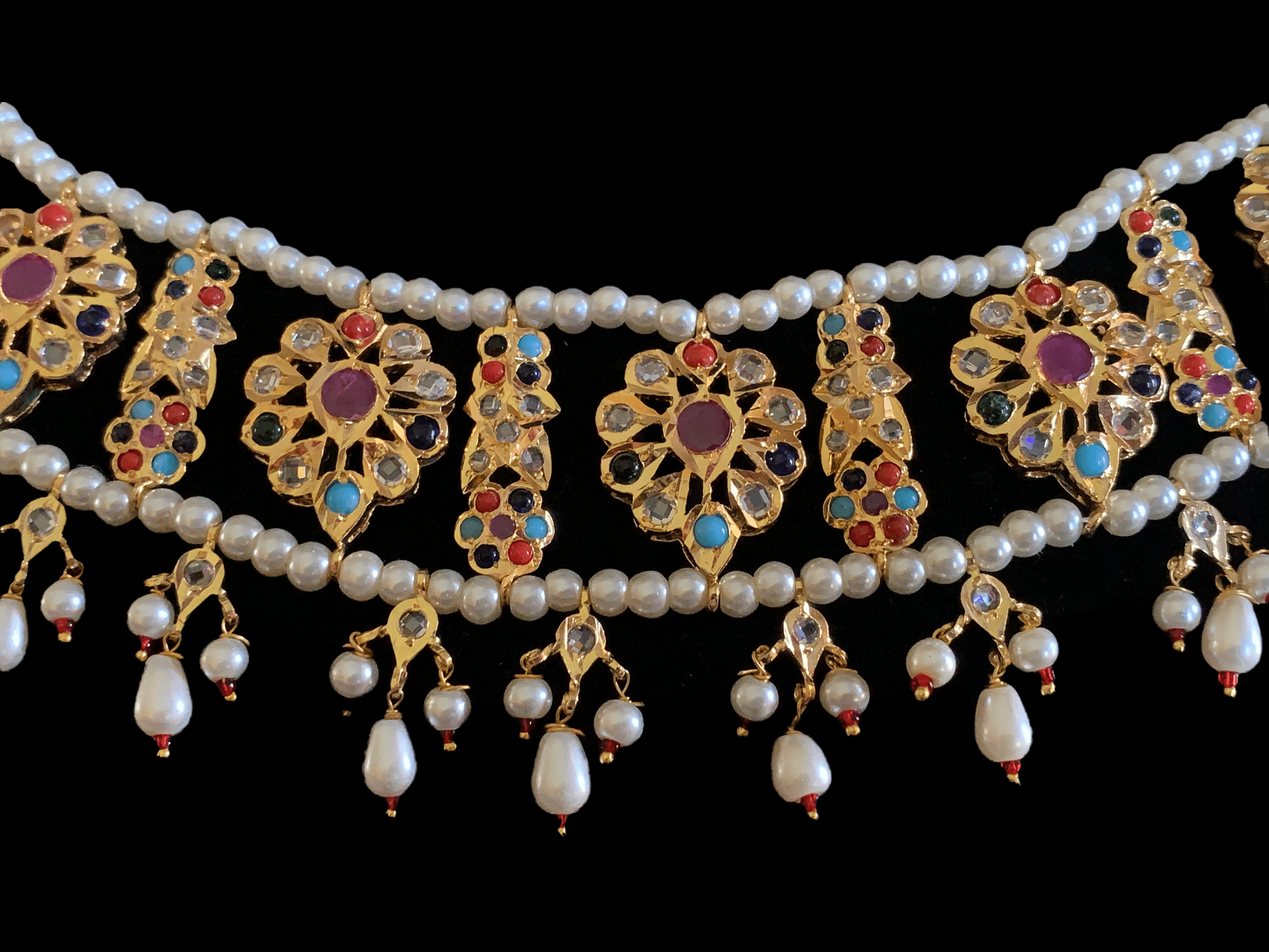 C2 Himah navratan  choker with earrings ( READY TO SHIP  )