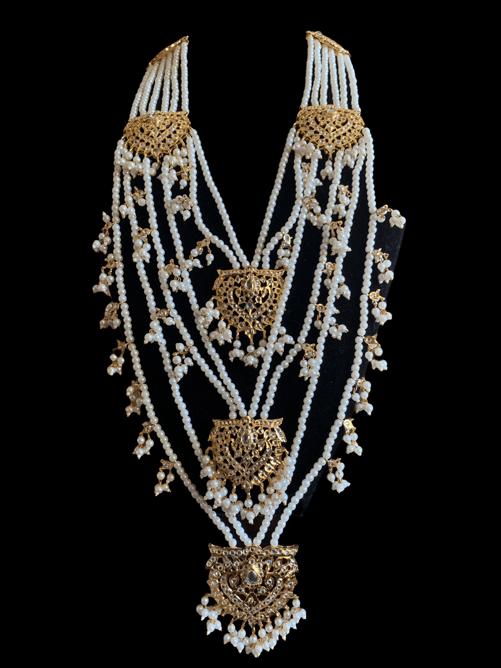 SAT61 Maahi bridal Hyderabadi three layered necklace with earrings ( READY TO SHIP )