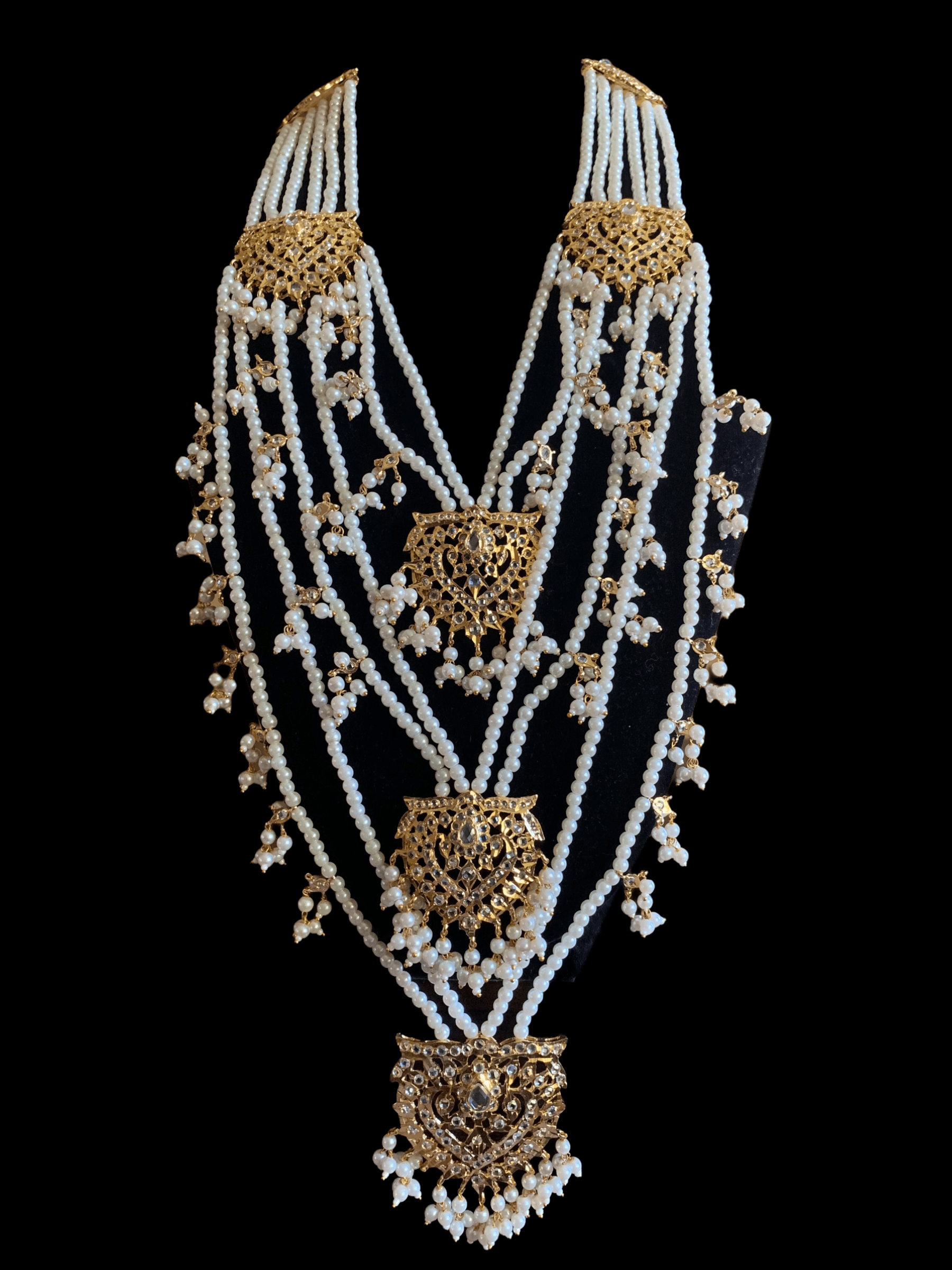 SAT61 Maahi bridal Hyderabadi three layered necklace with earrings ( READY TO SHIP )