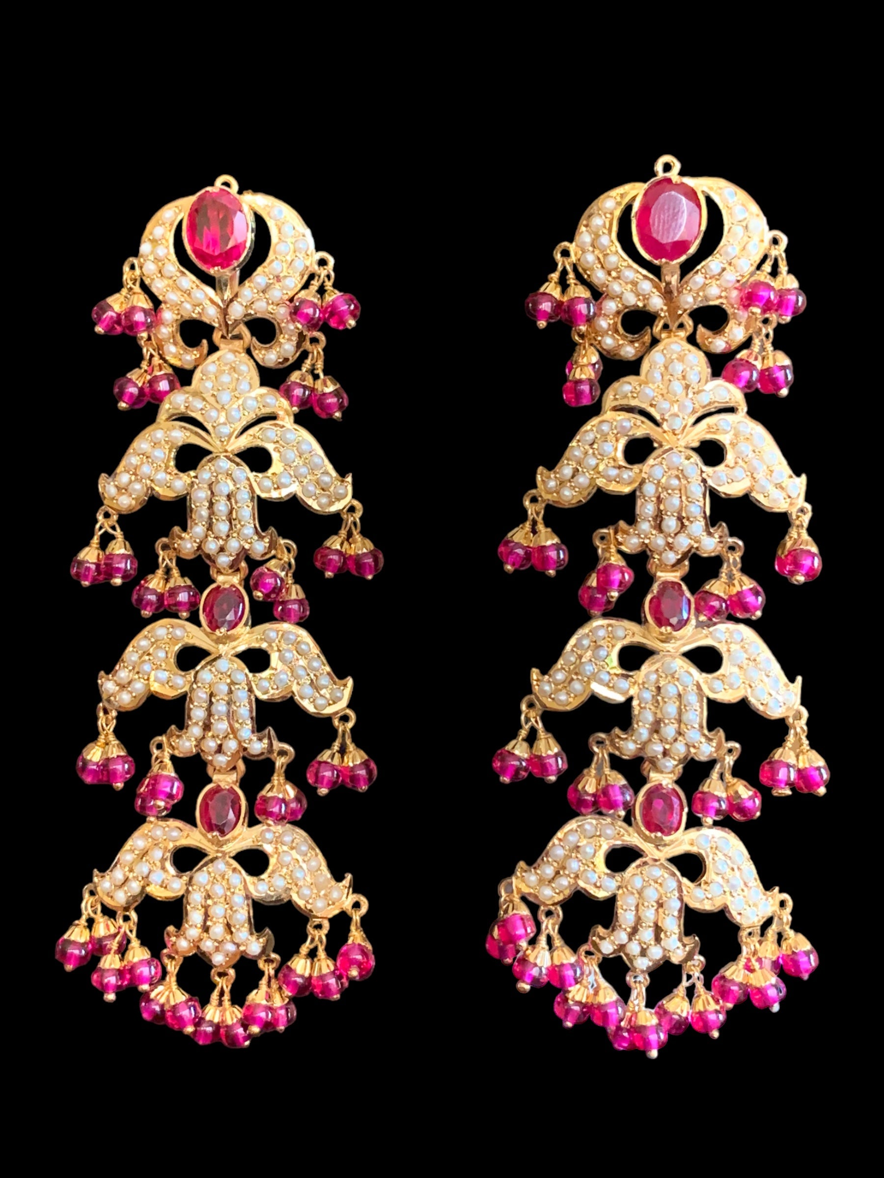 Ruby pearl gold plated silver earrings ( READY TO SHIP )