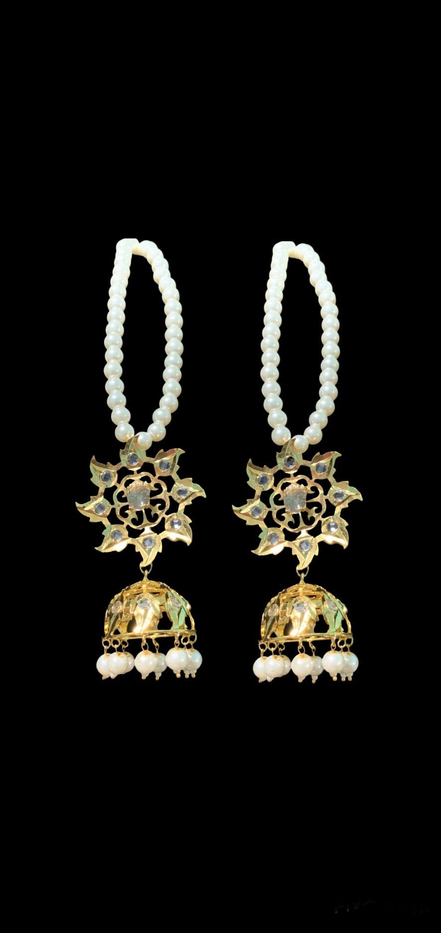 Tanya bridal 5 layer neckalce with jhumka in white ( SHIPS IN 3 WEEKS )