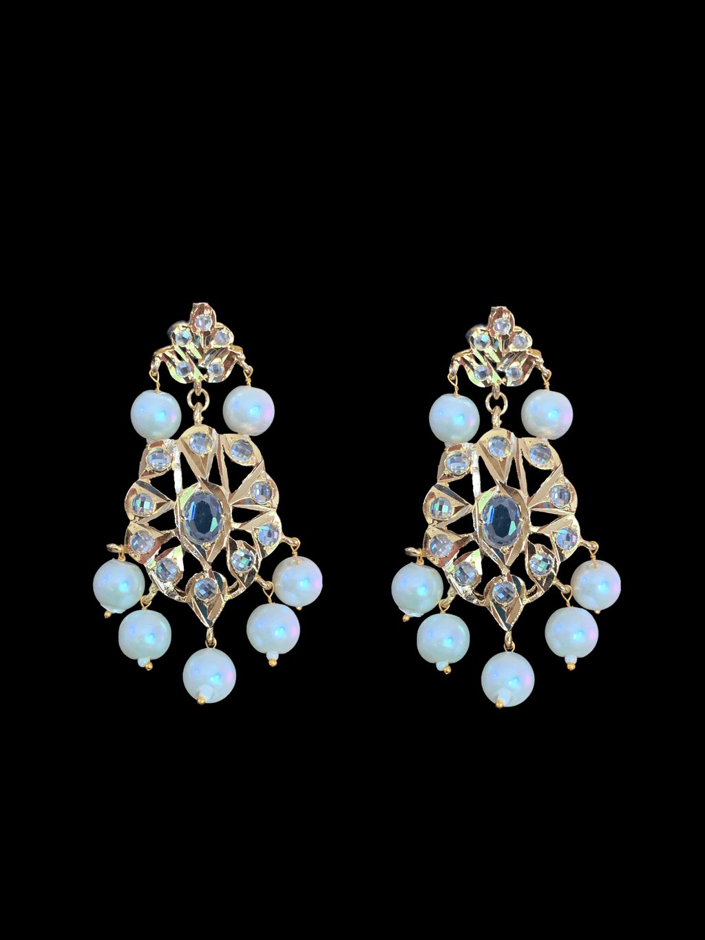 SAT42 Soha Hyderabadi five layer necklace / satlada in shell pears ( READY TO SHIP)