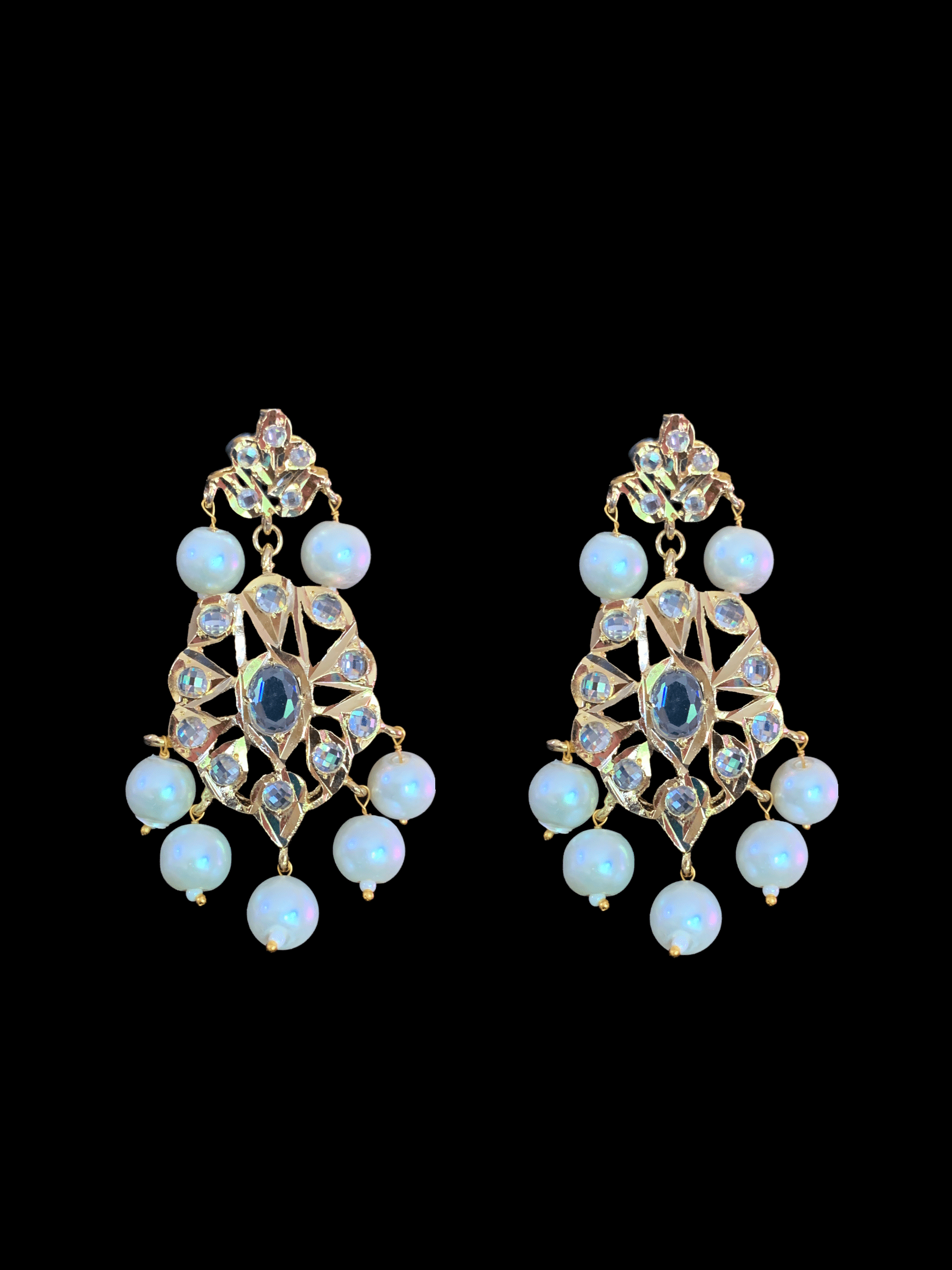 SAT42 Soha Hyderabadi five layer necklace / satlada in shell pears ( READY TO SHIP)