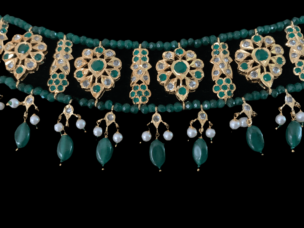C1 Himah green choker with earrings ( SHIPS IN 4 WEEKS )