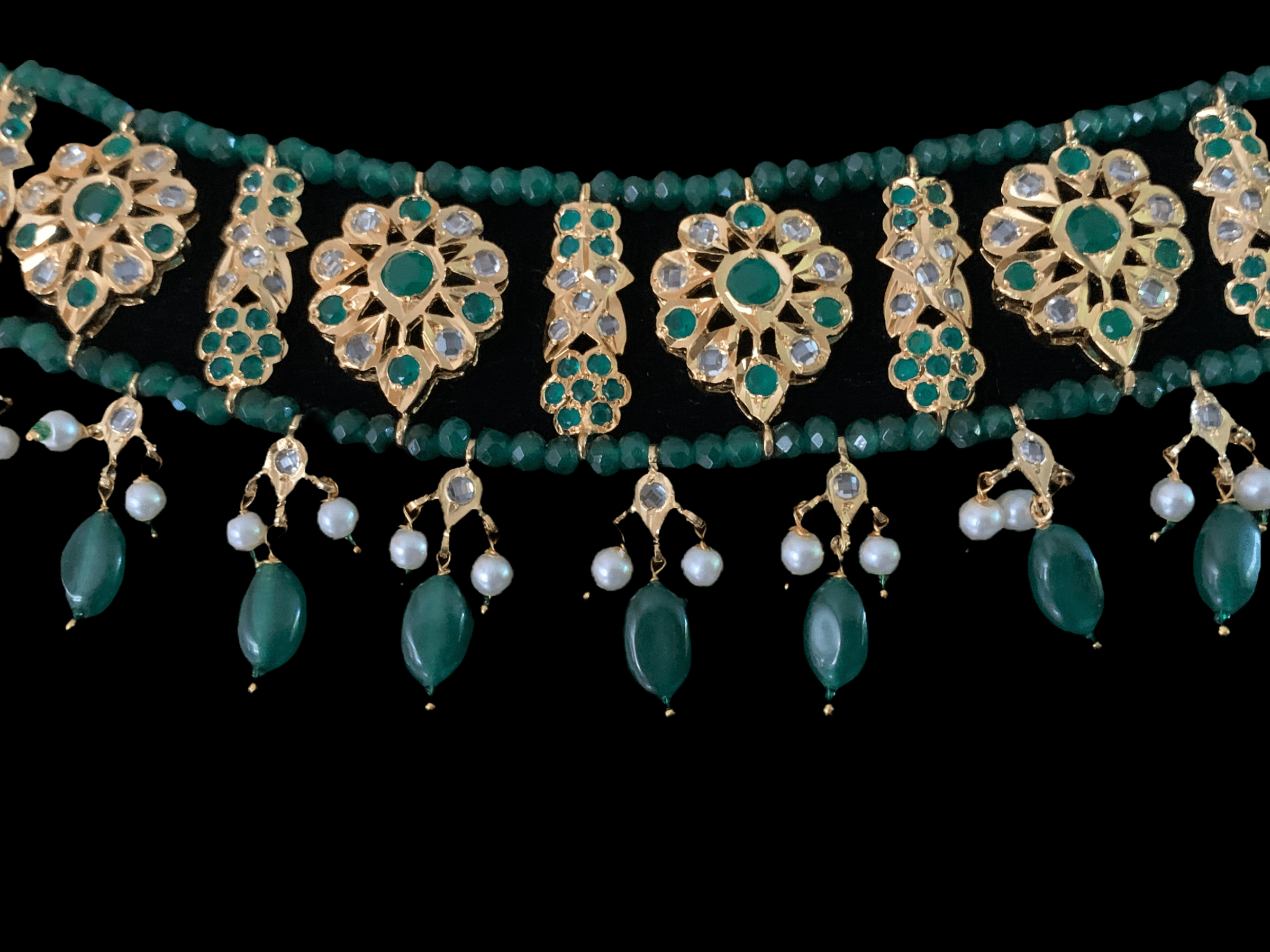 C1 Himah green choker with earrings ( SHIPS IN 4 WEEKS )