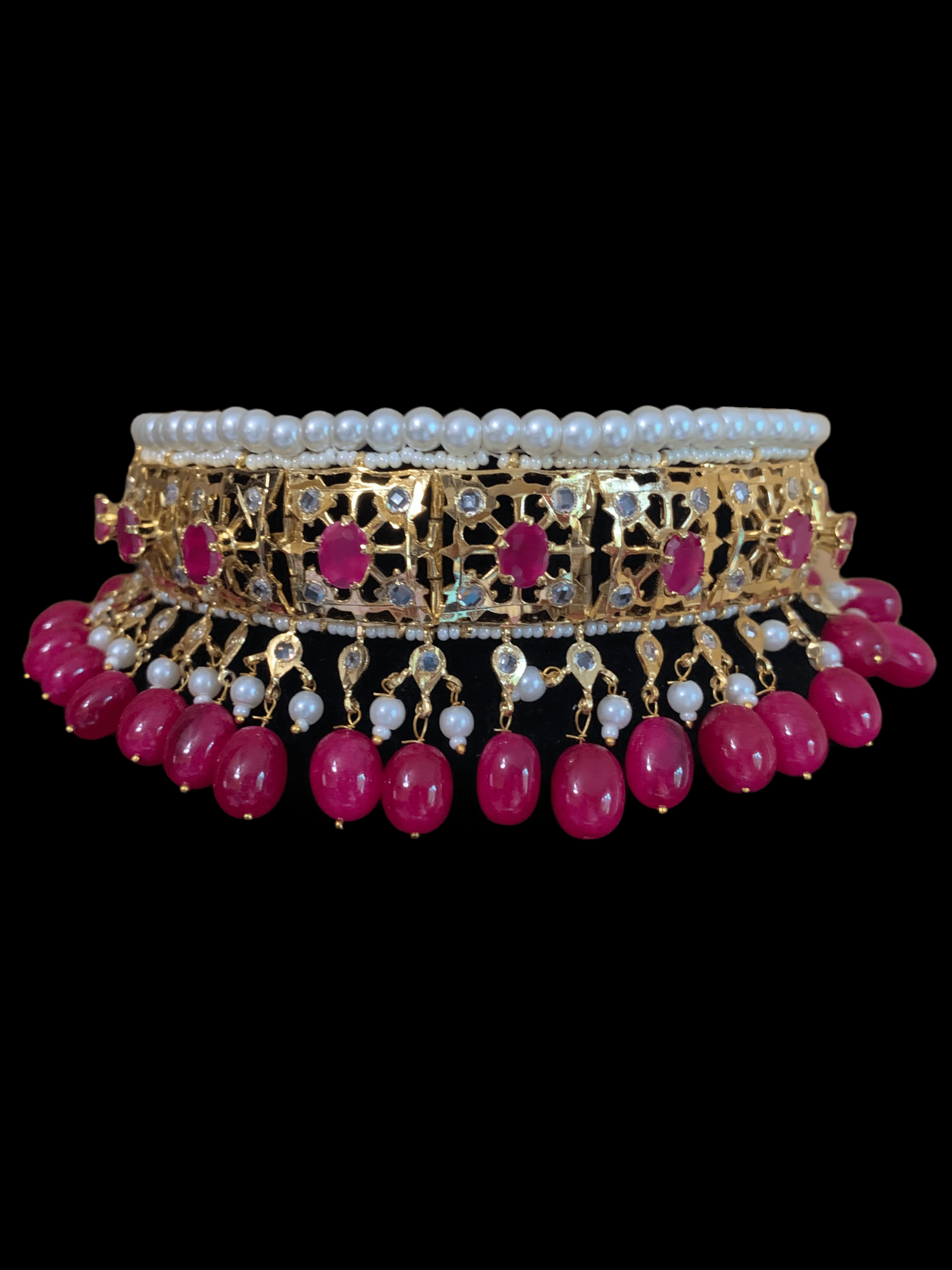 C109  Insia jadavi lacha in ruby  beads (READY TO SHIP  )