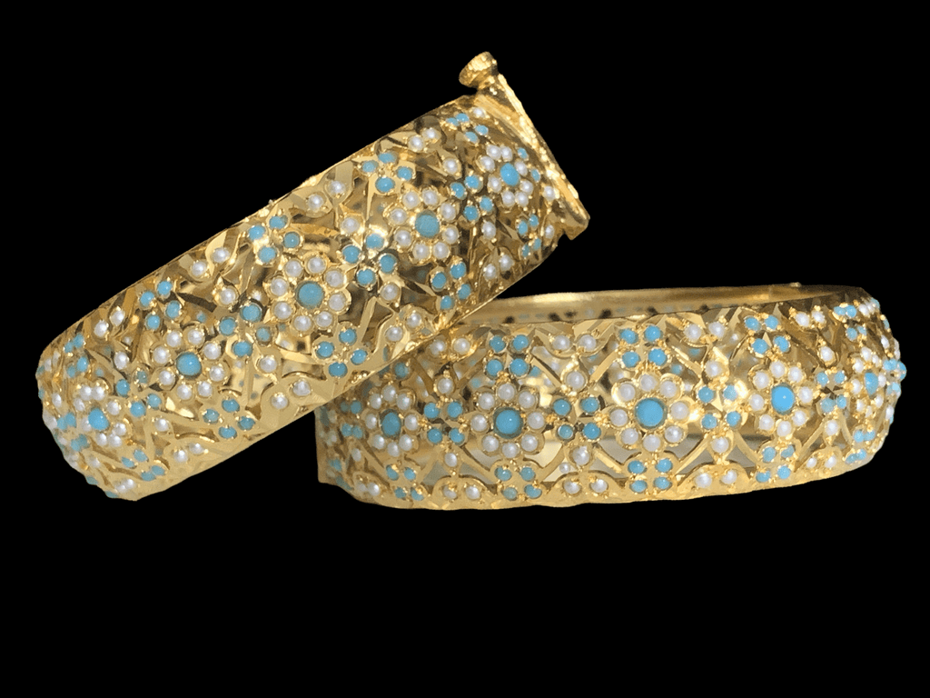 B6 Shibra bangles in turquoise one pair   ( READY TO SHIP )