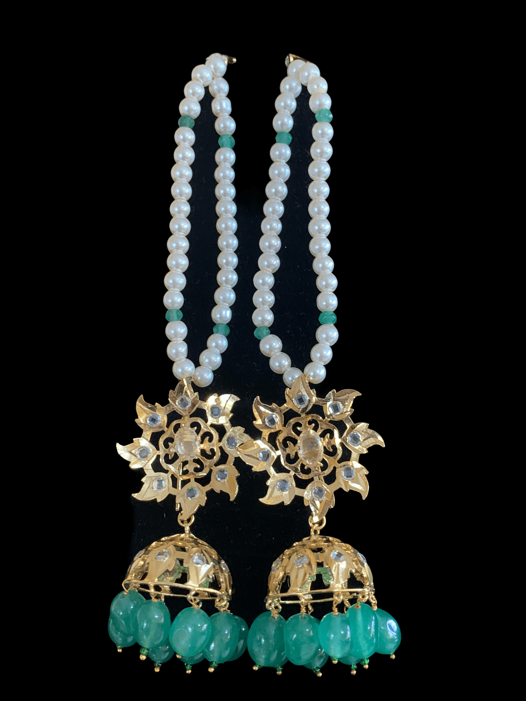 BR60 Insia Jadavi lacha bridal-set in light green beads  ( READY TO SHIP )