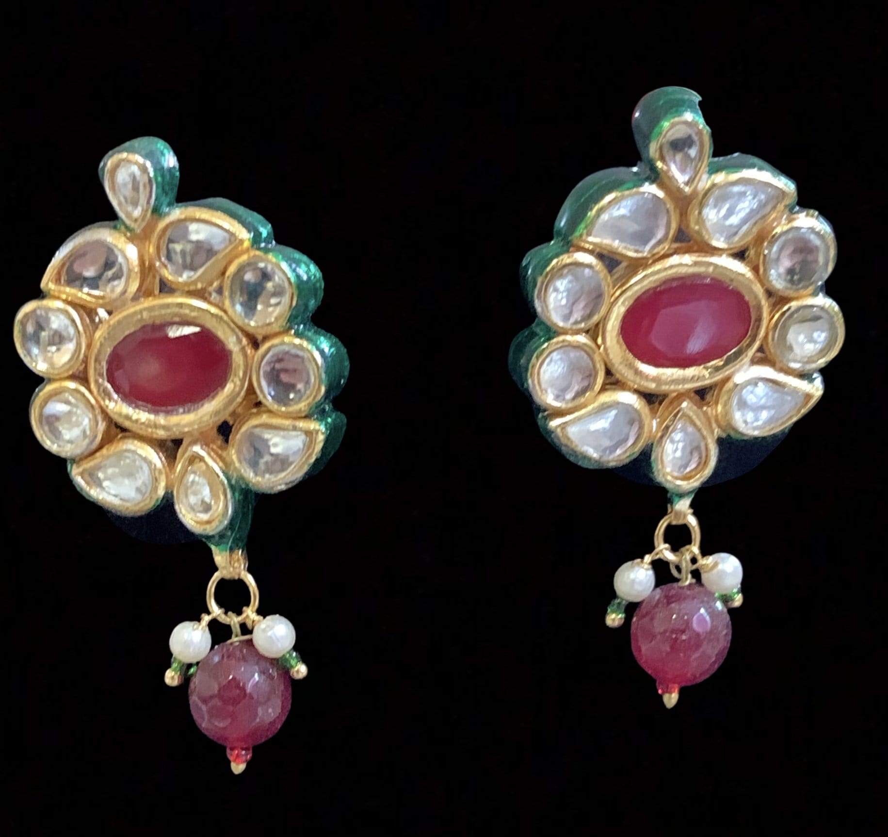LN155 Neeli navratan rani haar with earrings  ( SHIPS IN 2 WEEKS )
