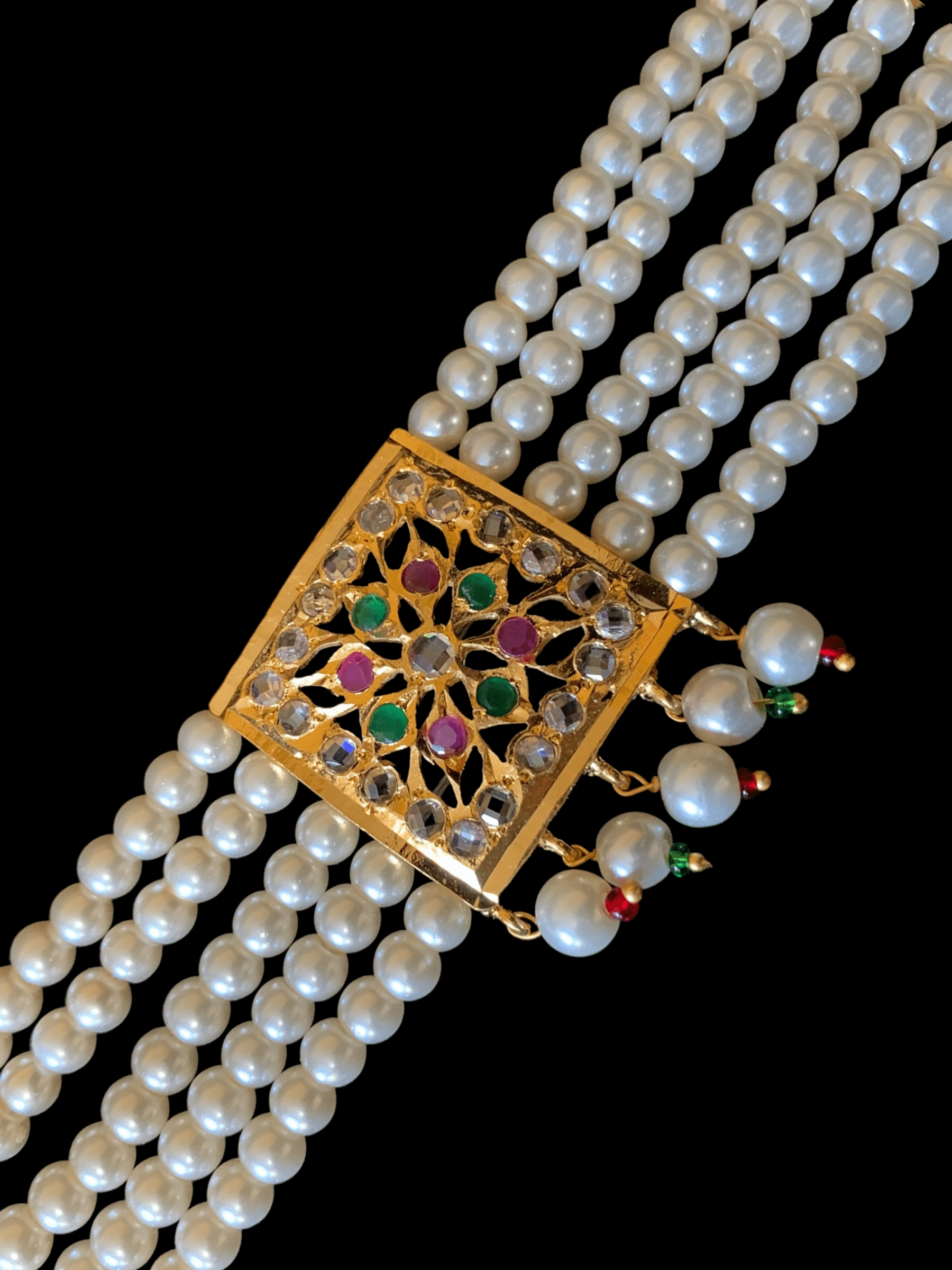 B68 Ariha Ruby emerald  pearl bracelet ( READY TO SHIP )