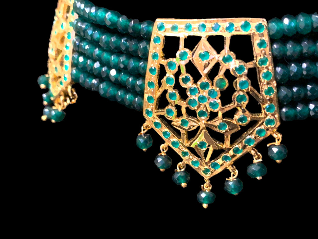 C268 Indu choker in green beads ( SHIPS IN 2  WEEK )