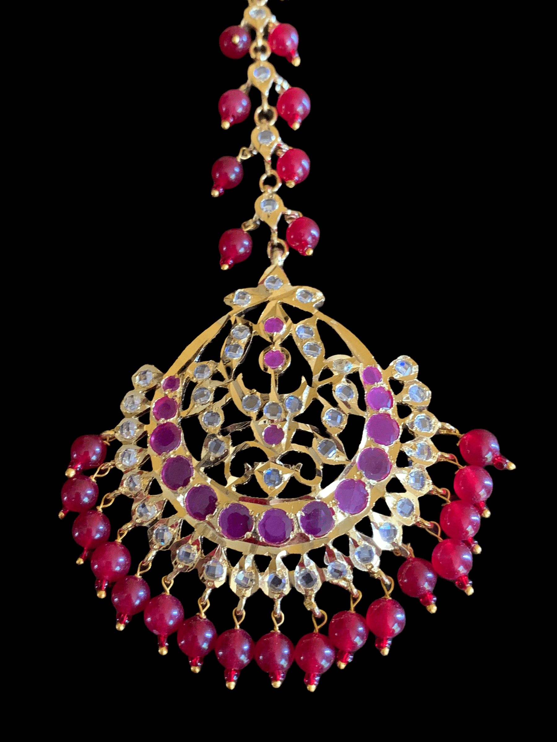 JTK26 Hira Bridal jhoomar and tika in rubies ( SHIPS IN 2 WEEKS )