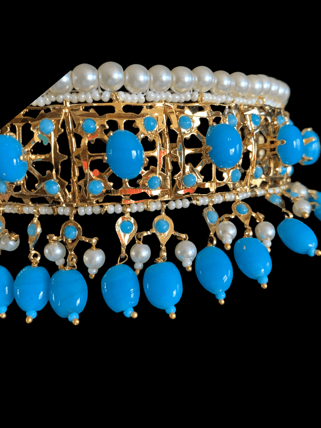 C27 Insia  Hyderabadi jadavi lacha in turquoise ( READY TO SHIP )