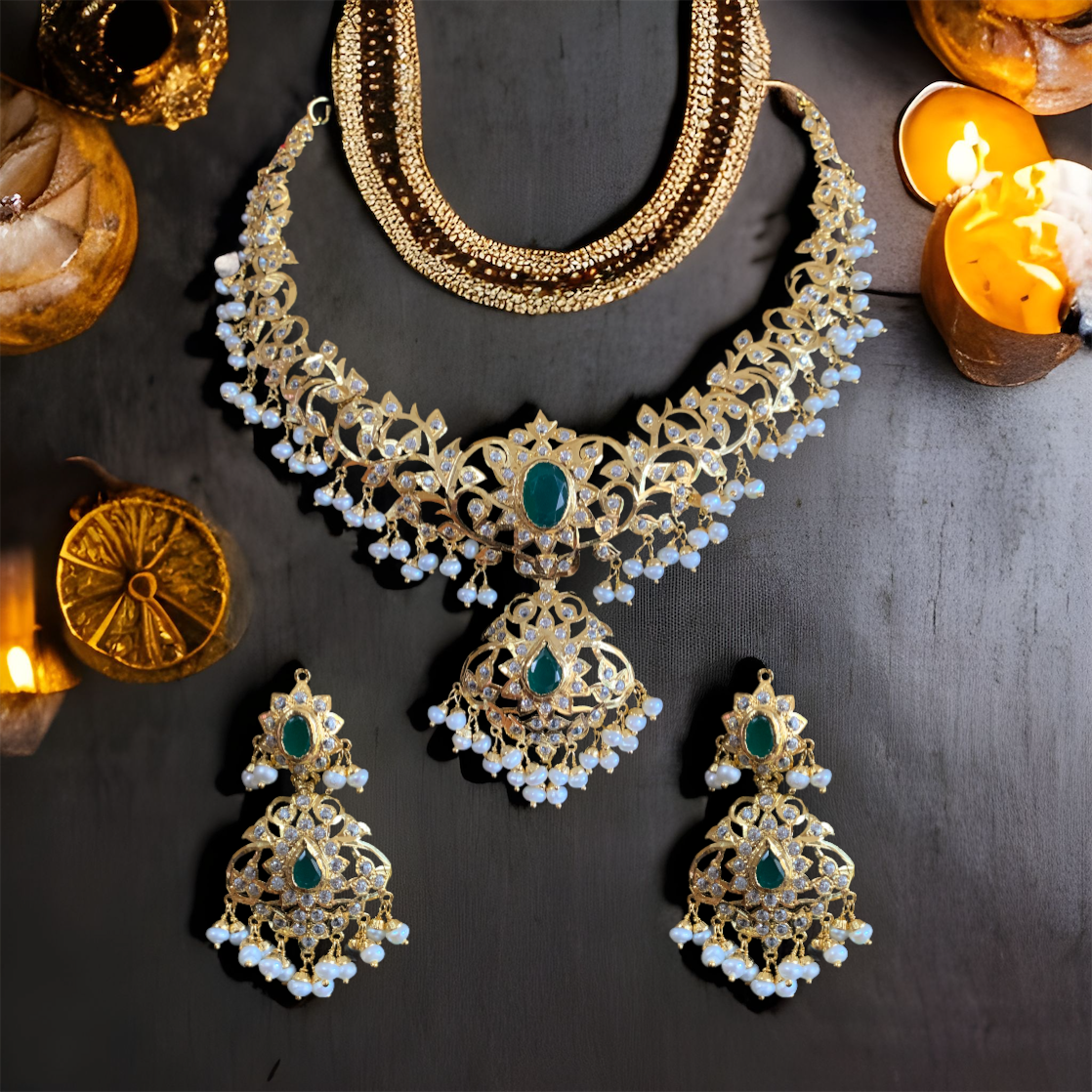 AFSANA  gold plated silver necklace set ( SHIPS IN 5 WEEKS )