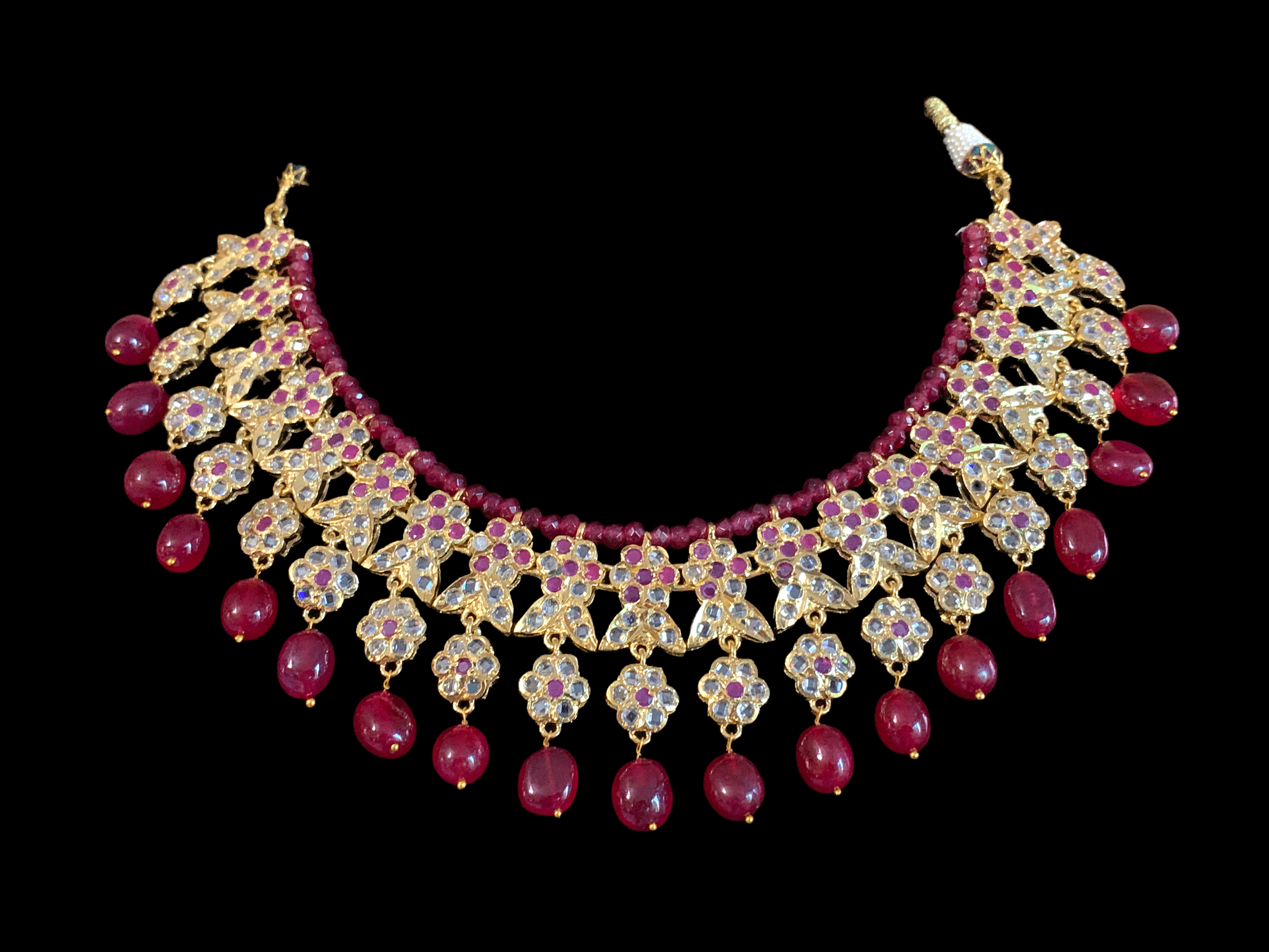 NS231 Parisha necklace set in ruby  ( SHIPS IN 4 WEEKS )