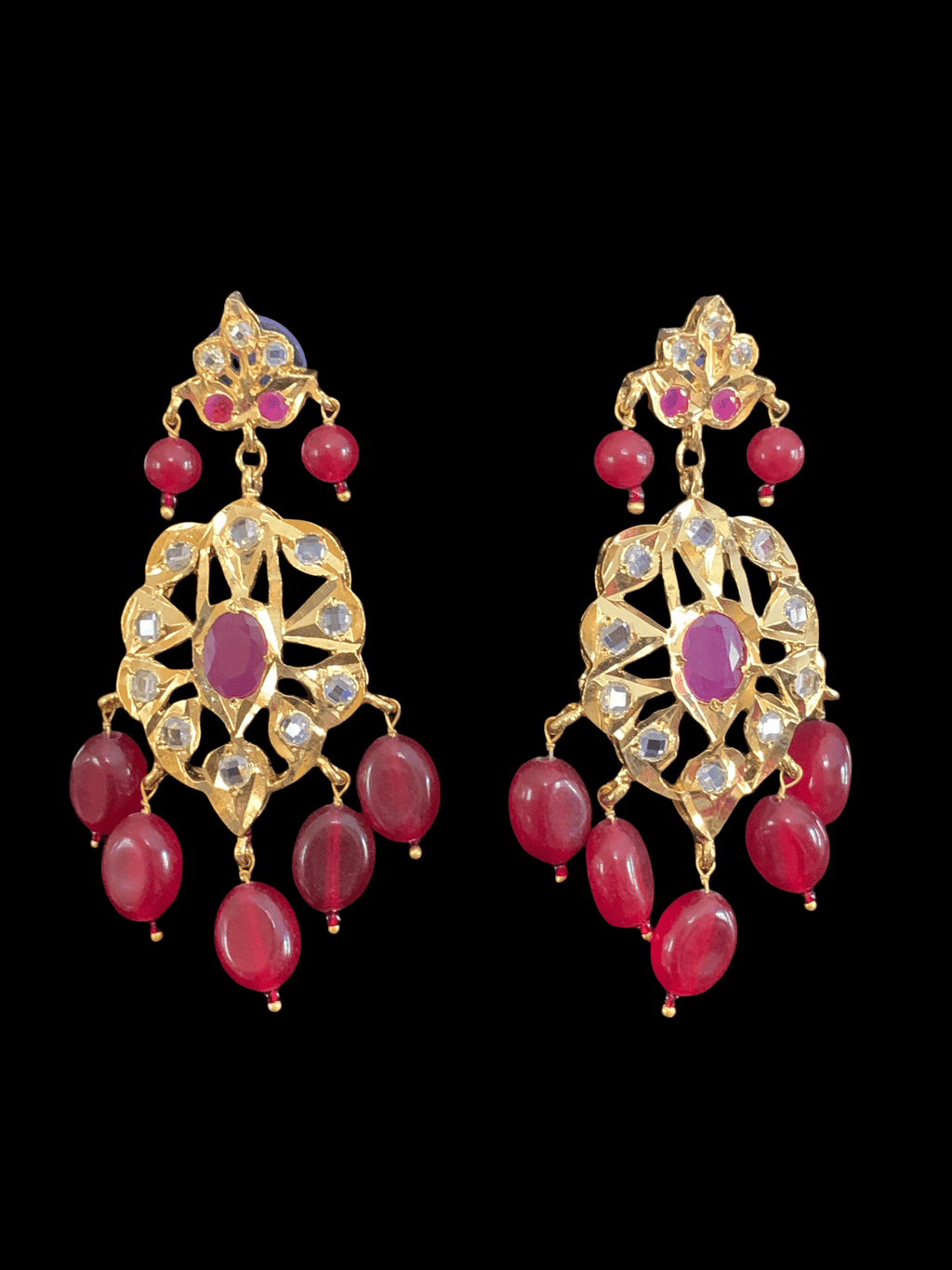 SAT25 Soha Hyderabadi five layer necklace / satlada in rubies( READY TO SHIP )