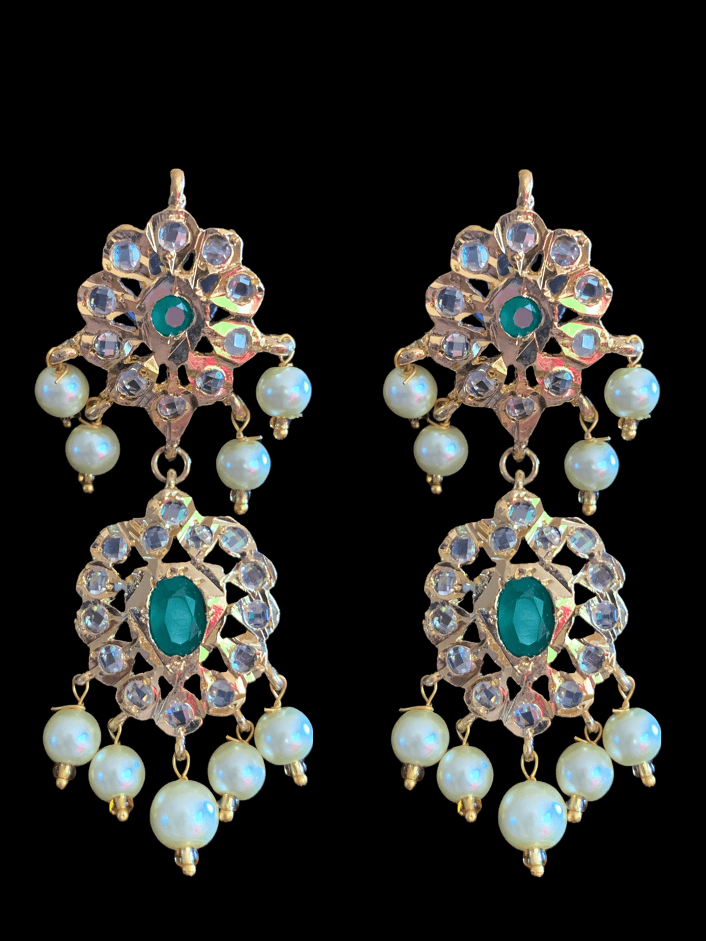 NS207  Ila nizami mango style bridal necklace with earrings in green ( SHIPS IN 4 WEEKS  )