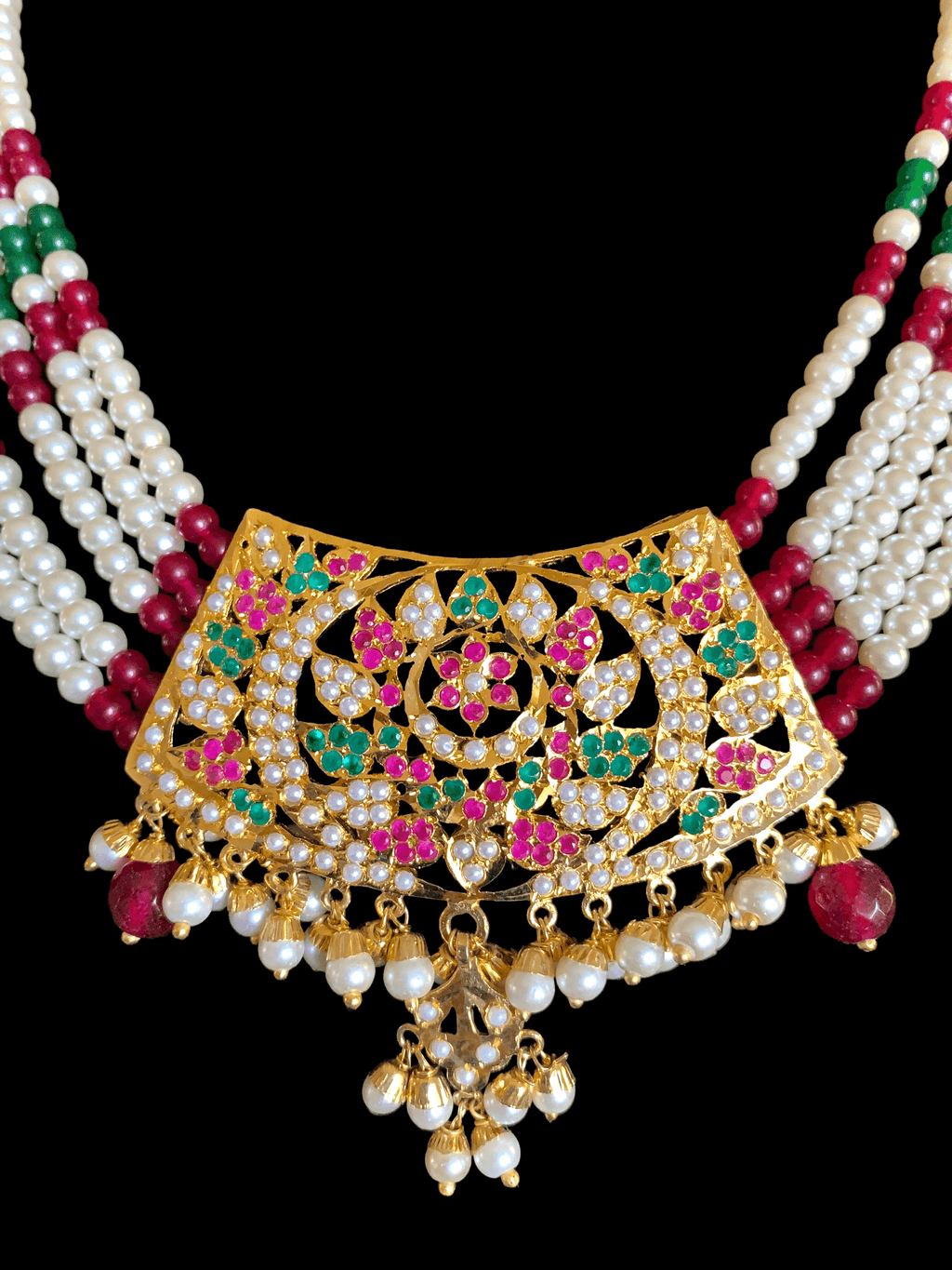 NS326 Ava short necklace set in ruby emerald  ( SHIPS IN 4 WEEKS )