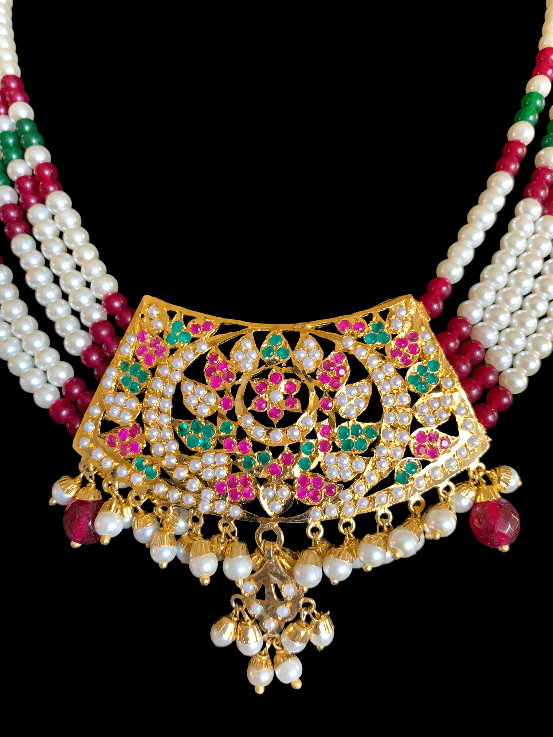 NS326 Ava short necklace set in ruby emerald  ( SHIPS IN 4 WEEKS )