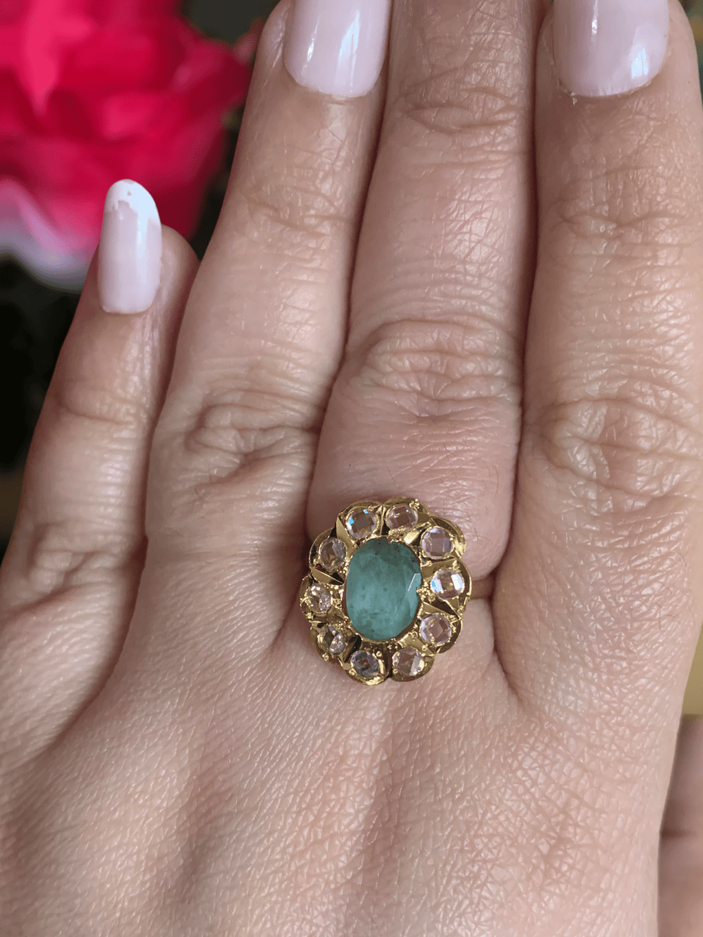 DJR64  Hyderabadi emerald   ring ( READY TO SHIP )