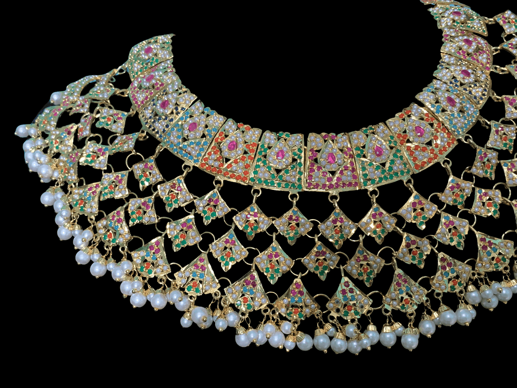 BR91 Hunza Navratan  jadau bridal set   ( SHIPS IN 4 WEEKS )
