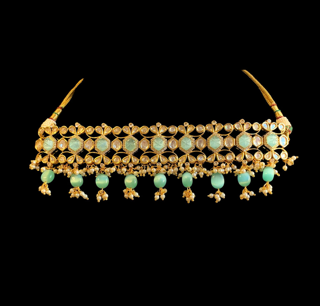 Vedika polki choker in mint green    ( READY TO SHIP)
