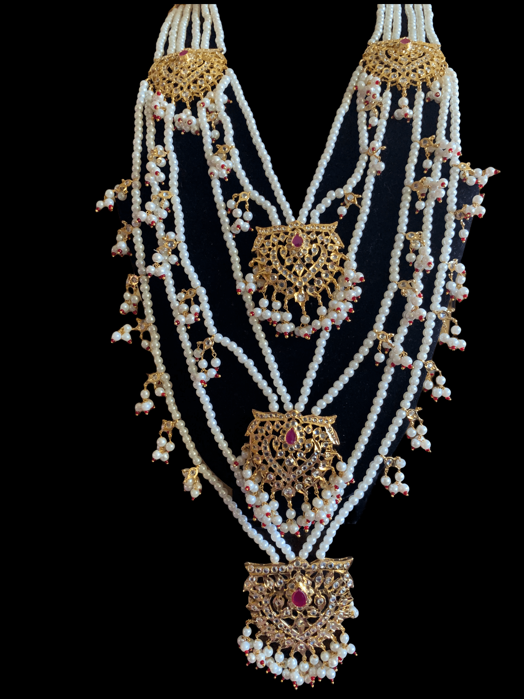 SAT63 Maahi bridal Hyderabadi three layered necklace with earrings ( READY TO SHIP )
