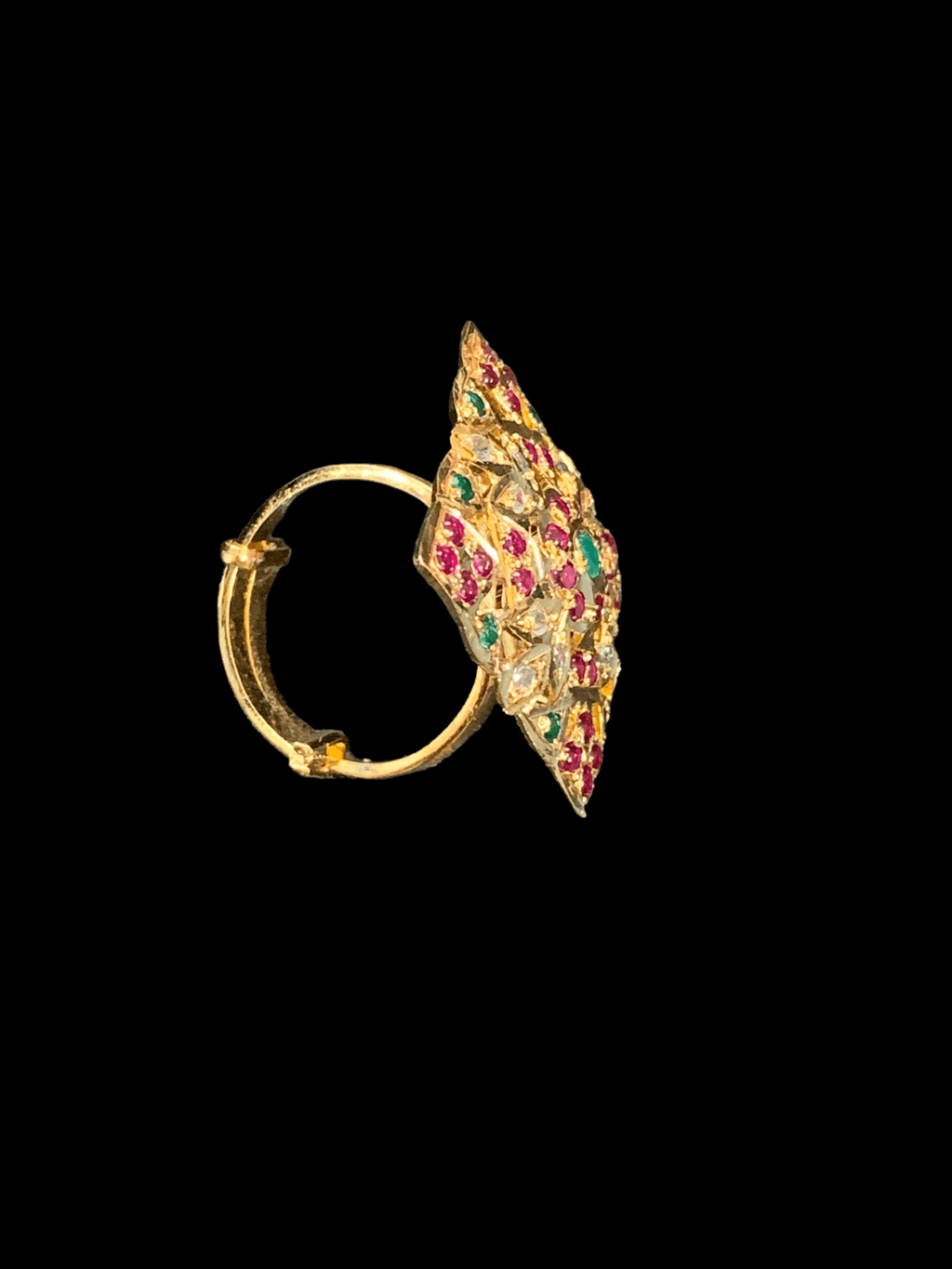 Ruby emerald gold plated silver ring (READY TO SHIP )