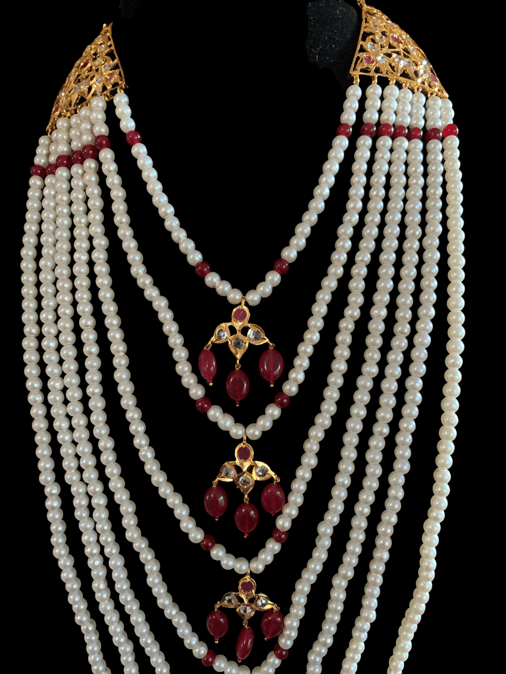 SAT11 Hyderabadi satlada with jhumka in ruby (READY TO SHIP)