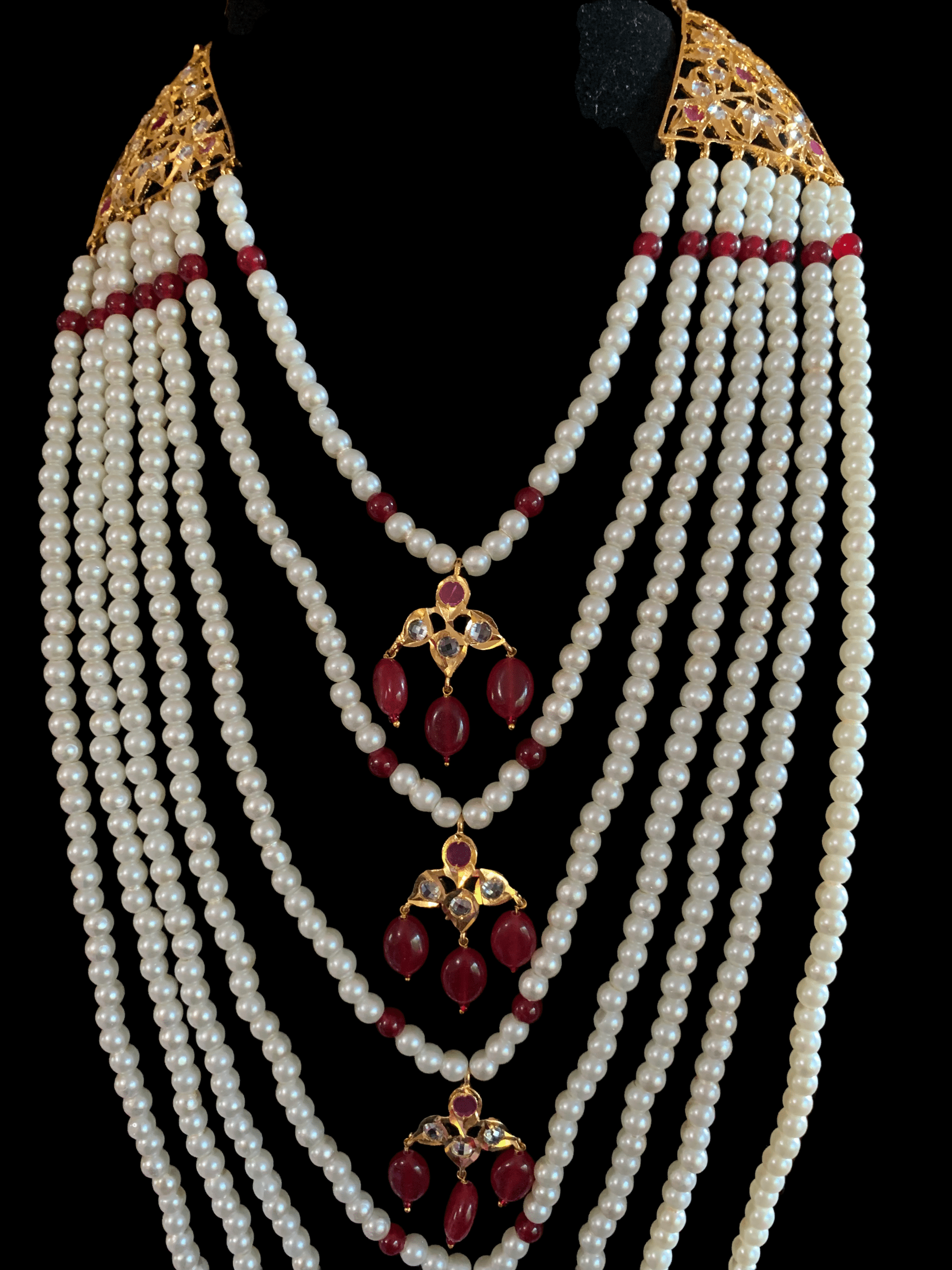 SAT11 Hyderabadi satlada with jhumka in ruby (READY TO SHIP)