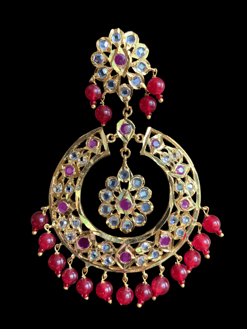 DER172 Reeba chandbali in rubies ( SHIPS IN 4 WEEKS )