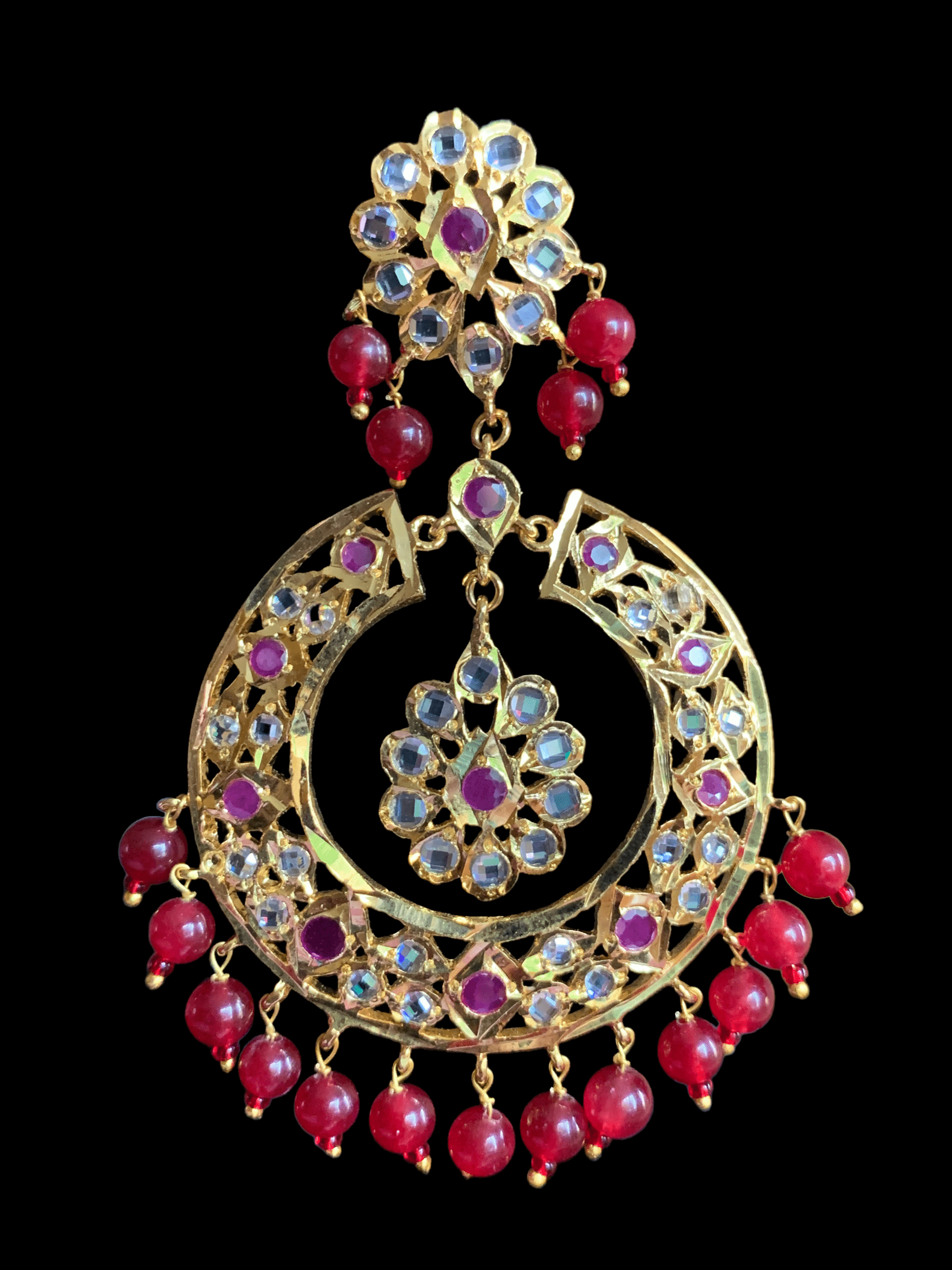 DER172 Reeba chandbali in rubies ( SHIPS IN 4 WEEKS )