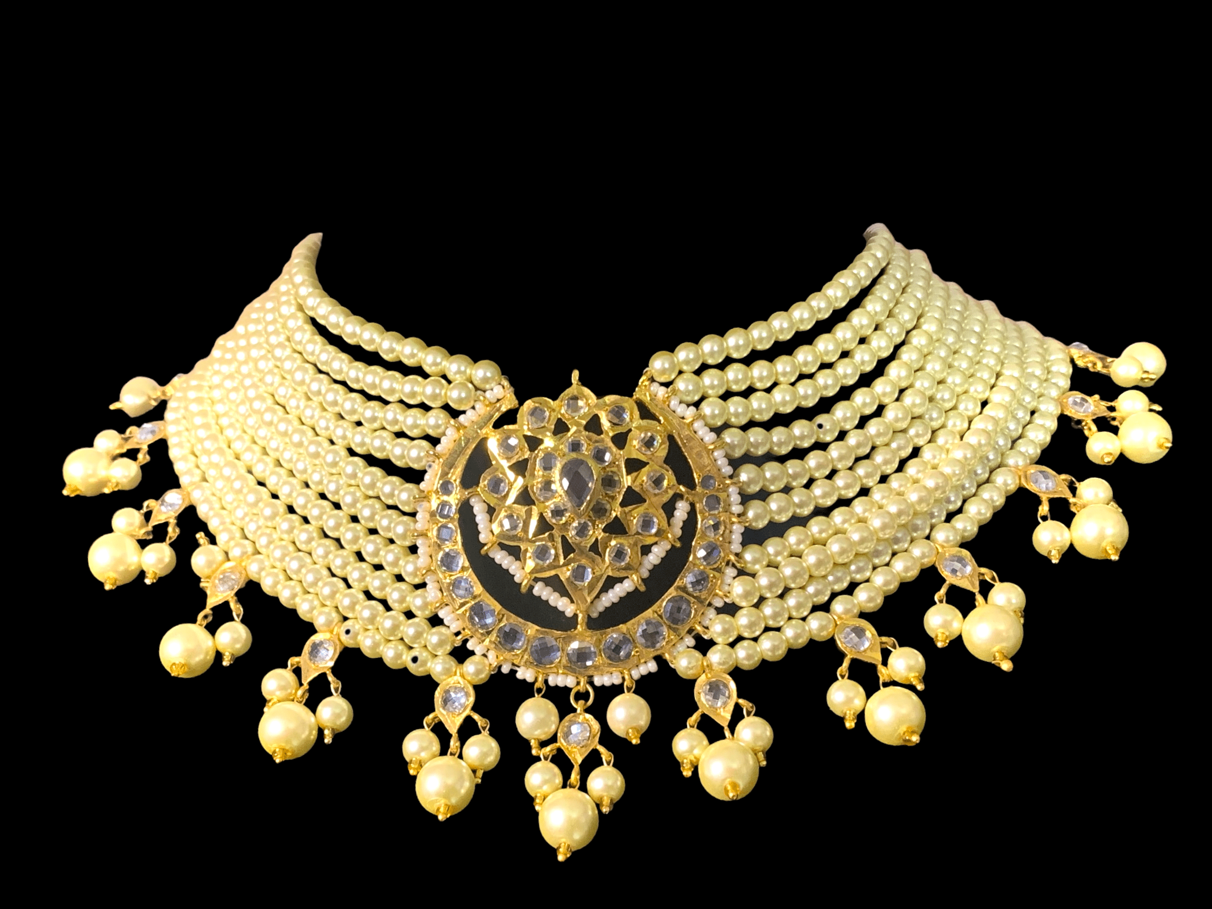 C171  Noor choker set in golden pearls ( READY TO SHIP )