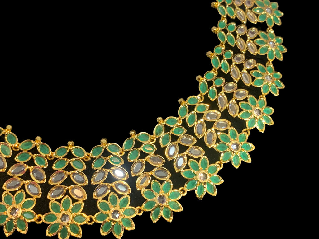 NS372 MIZAN Hyderabadi gold plated necklace set ( READY TO SHIP )