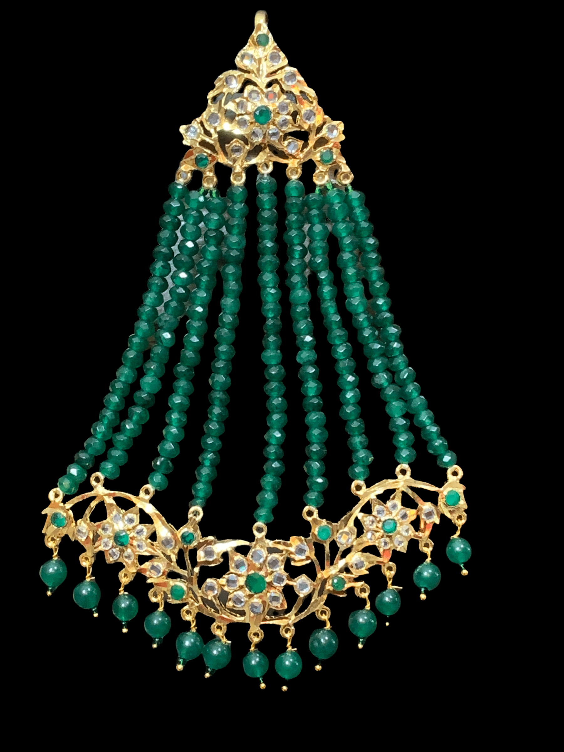 Abira jhoomar  in green beads  ( READY TO SHIP )