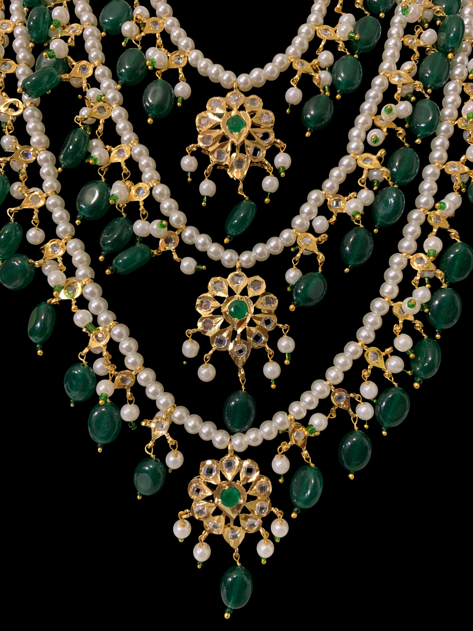 SAT67 Fiona emerald three layer necklace set ( SHIPS IN 4 WEEKS  )