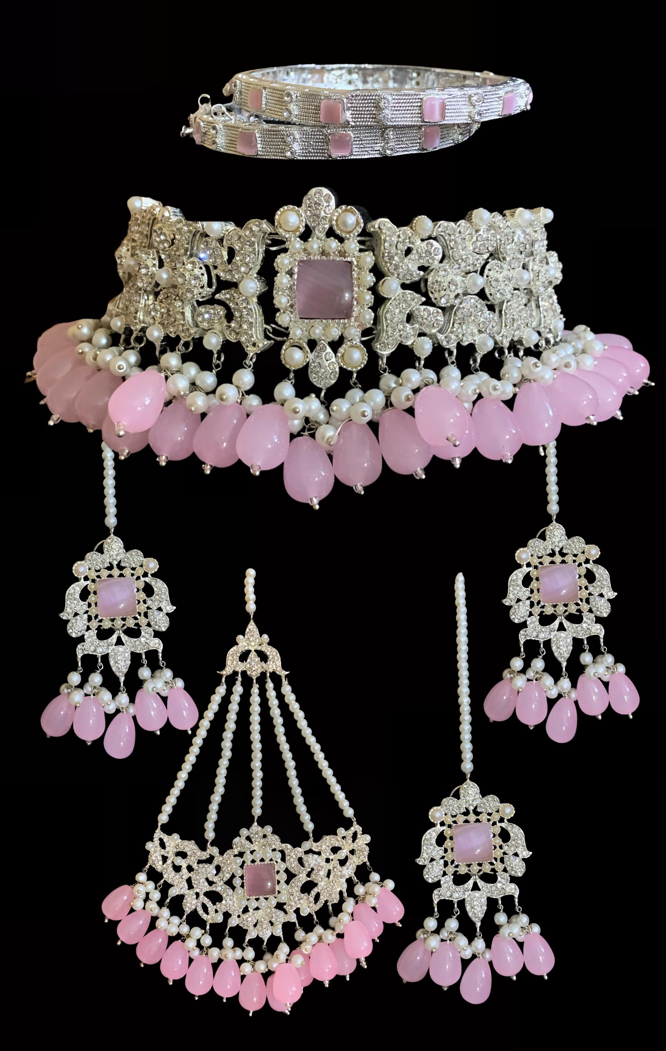 BR10 Anisa zircon bridal set - pink ( SHIPS IN 3 WEEKS  )