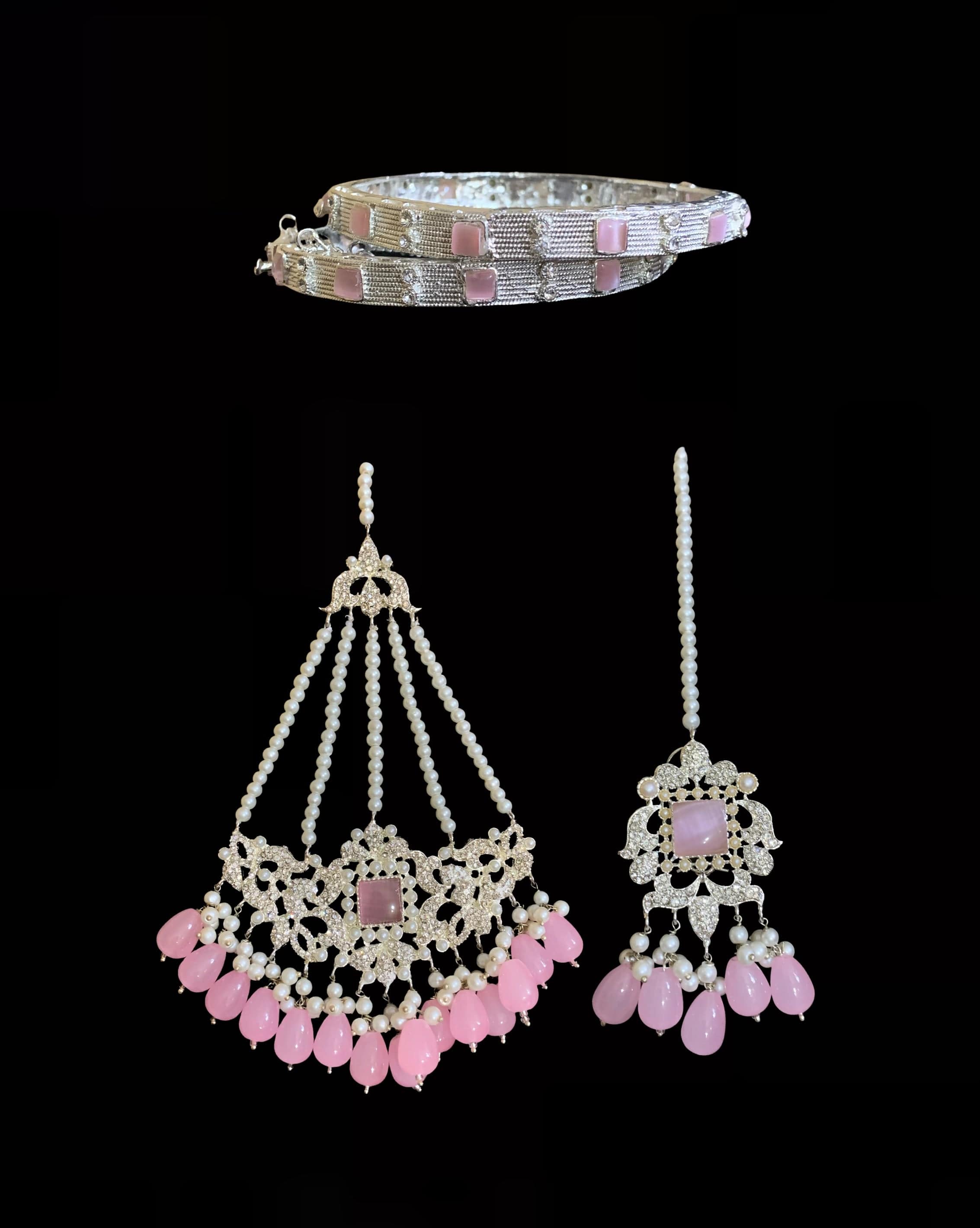 BR10 Anisa zircon bridal set - pink ( SHIPS IN 3 WEEKS  )
