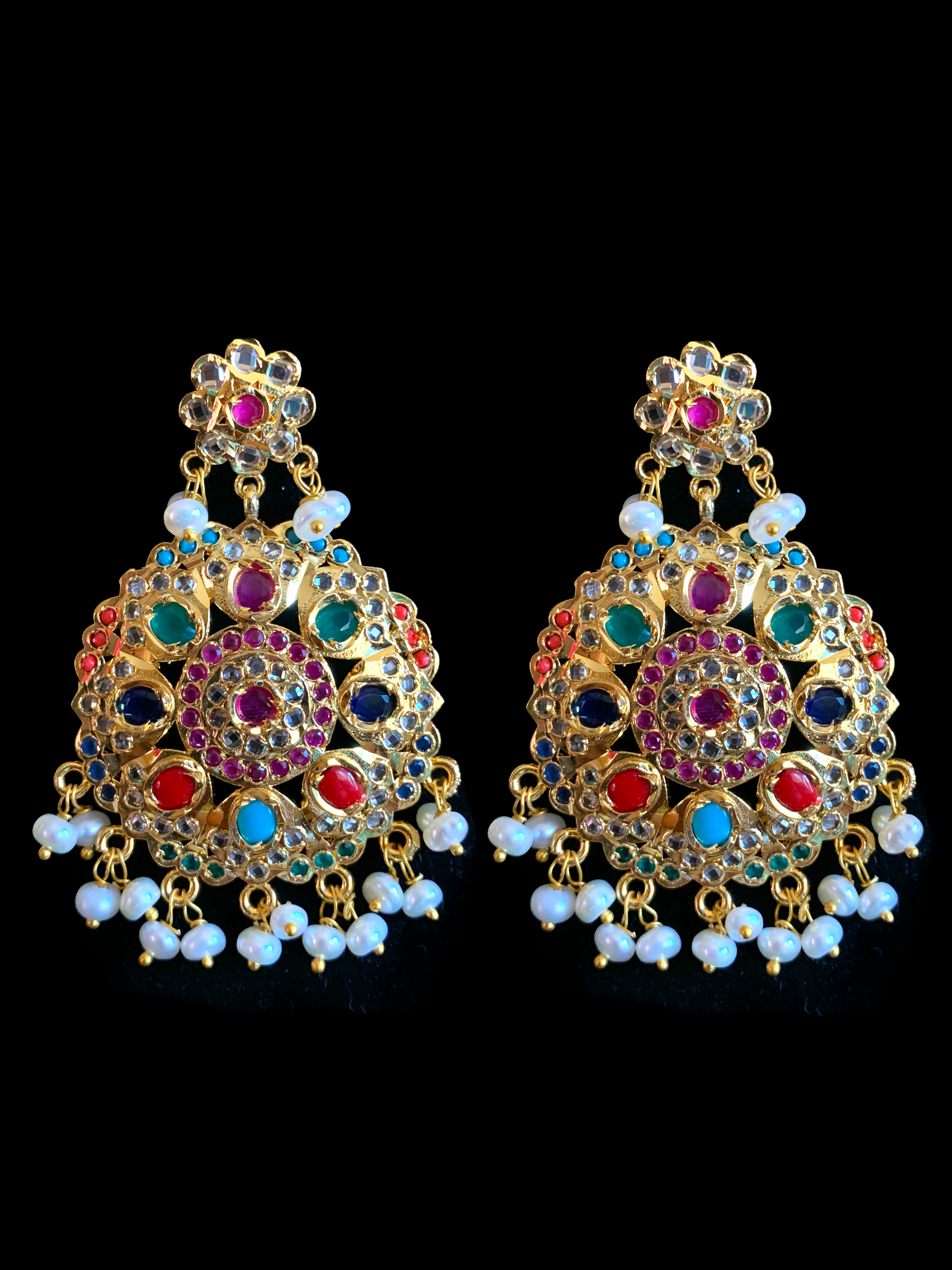 NS375 Simeon gold plated Hyderabadi necklace in fresh water pearls ( READY TO SHIP)