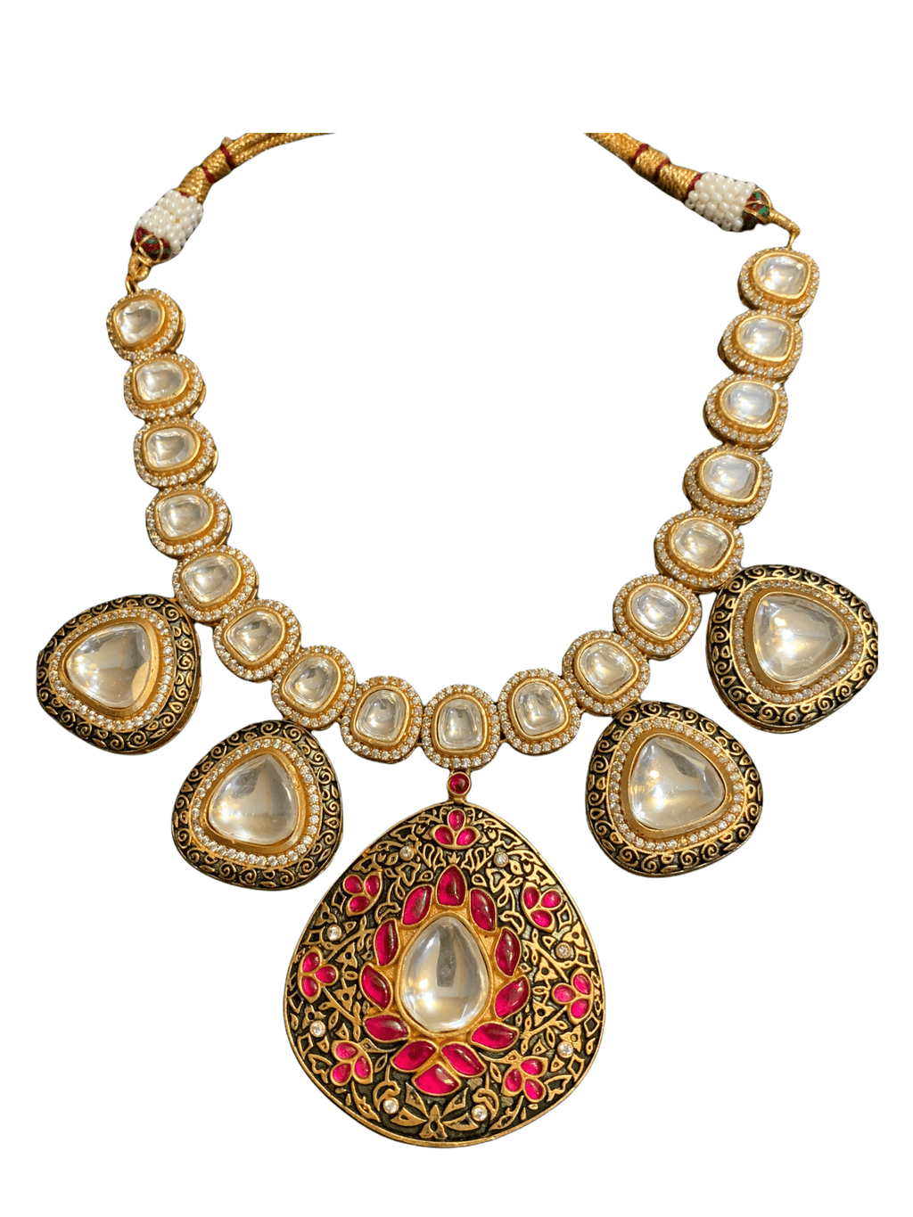 NS125 Nameera necklace set in high quality polki ( READY TO SHIP )