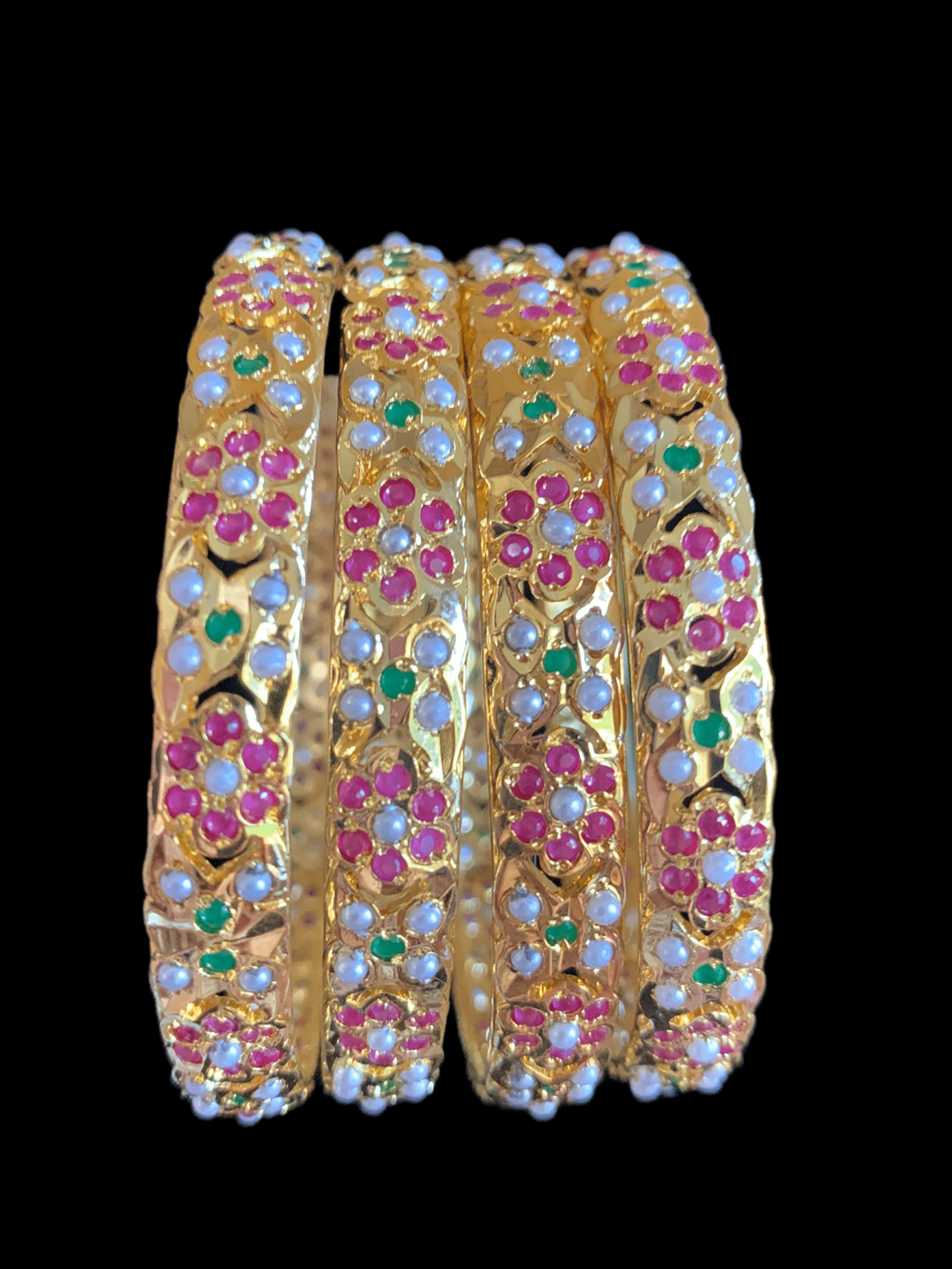 B41 /  B40 Amira ruby emerald bangles - Set of 4  (READY TO SHIP )