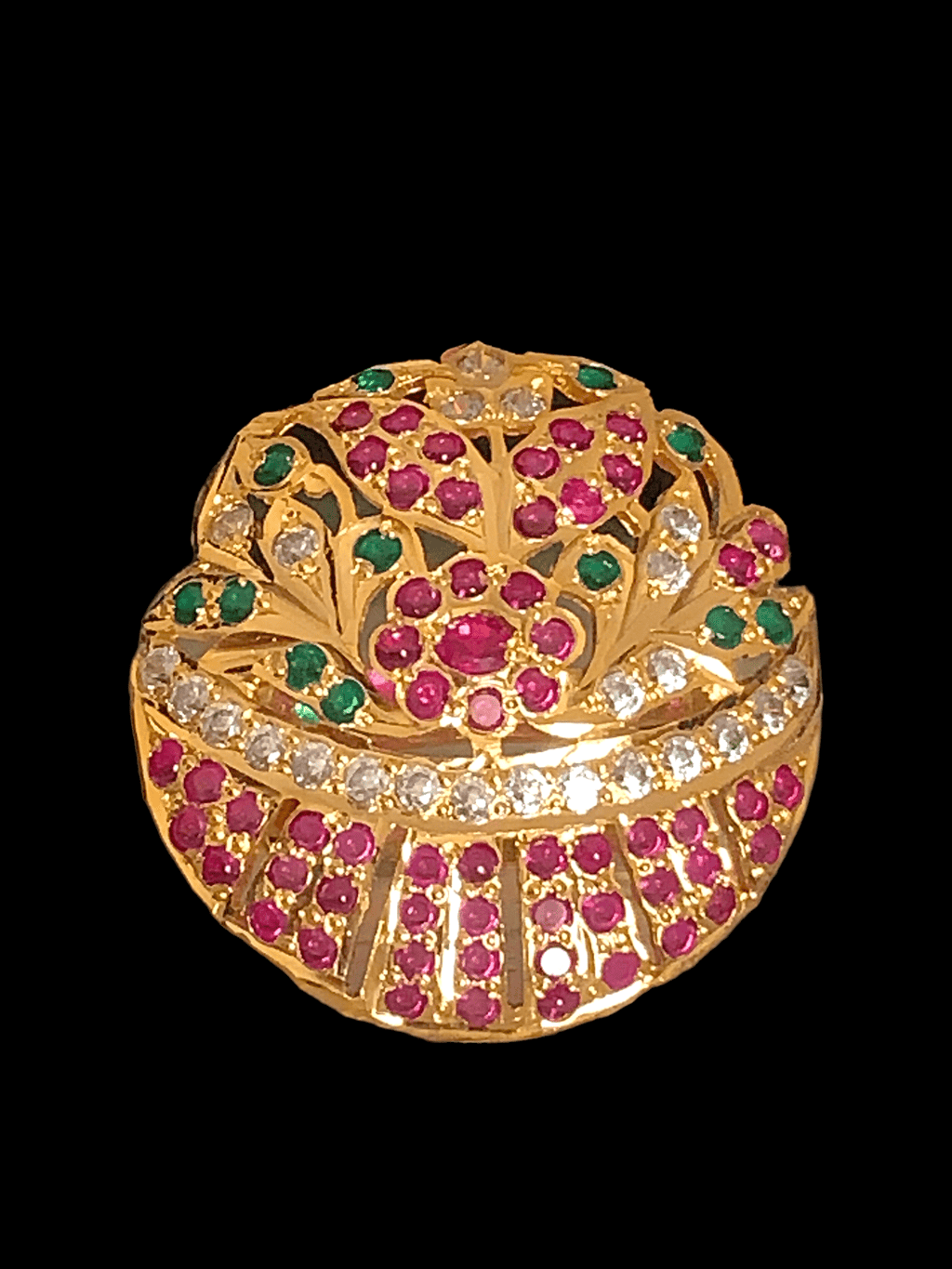 Ruby emerald gold plated silver ring ( READY TO SHIP )